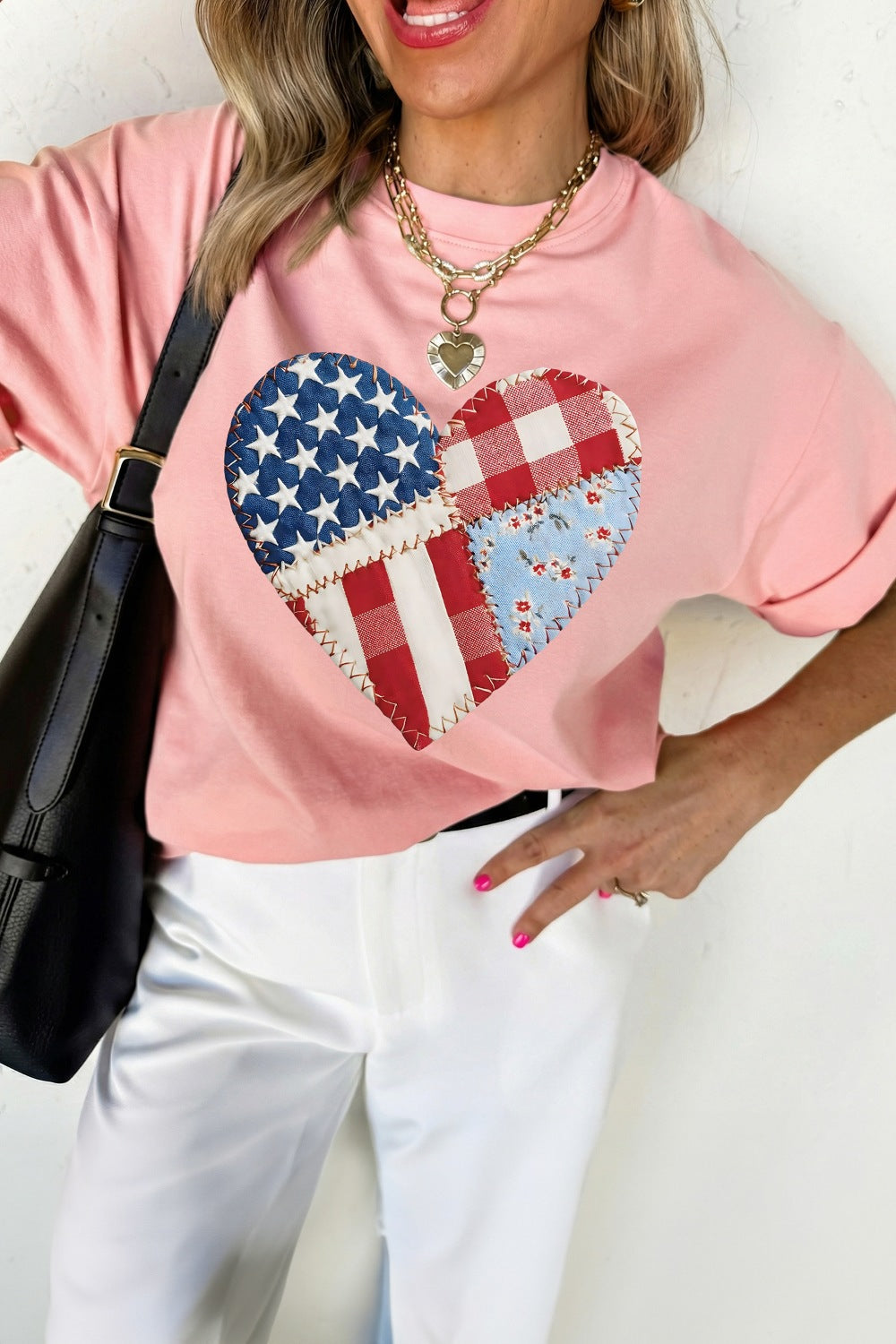 Patriotic Heart Round Neck Tee product image 1