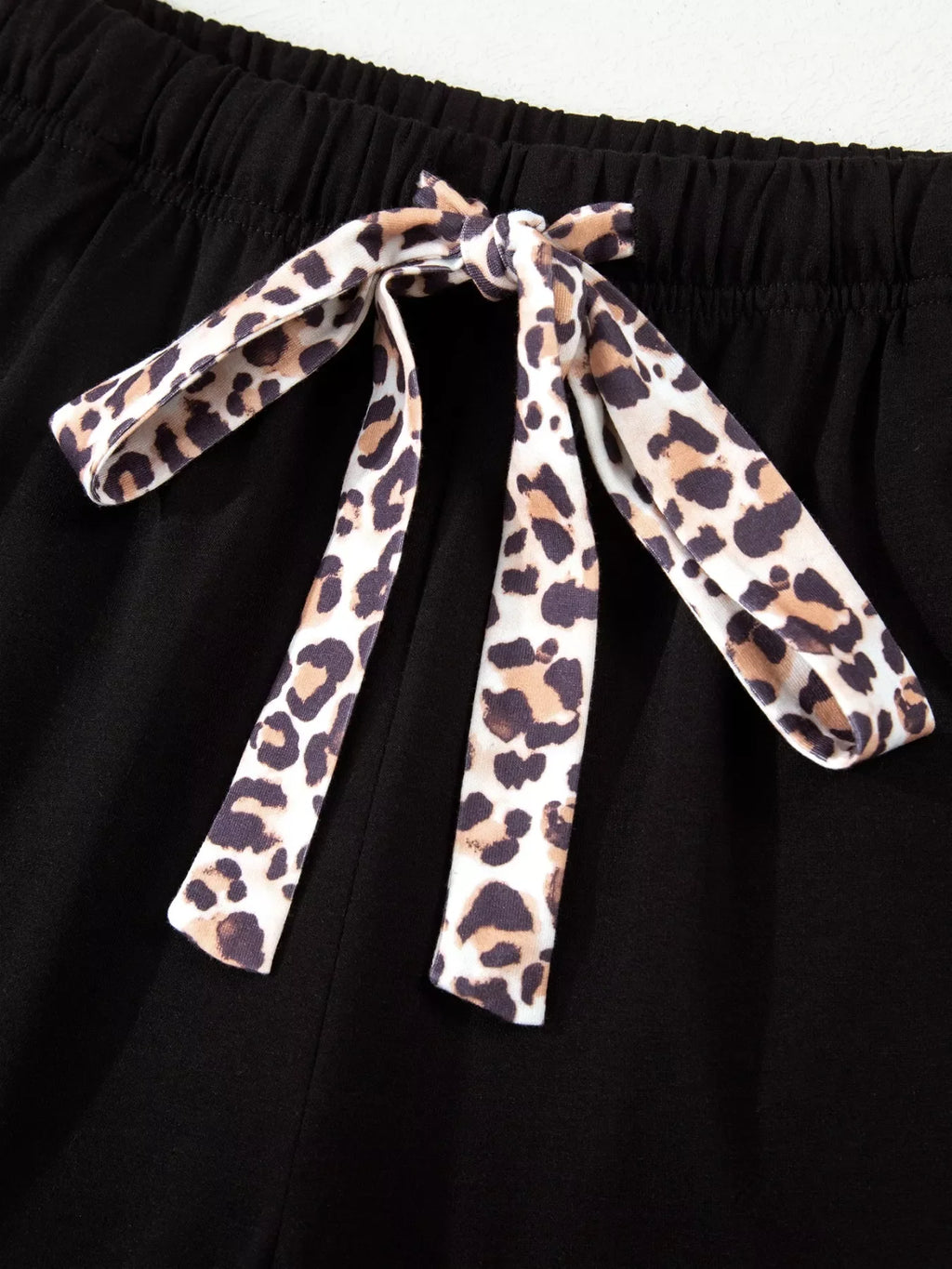 k Leopard Patchwork Trim Lapel Shirt Drawstring Shorts 2pcs product image 8