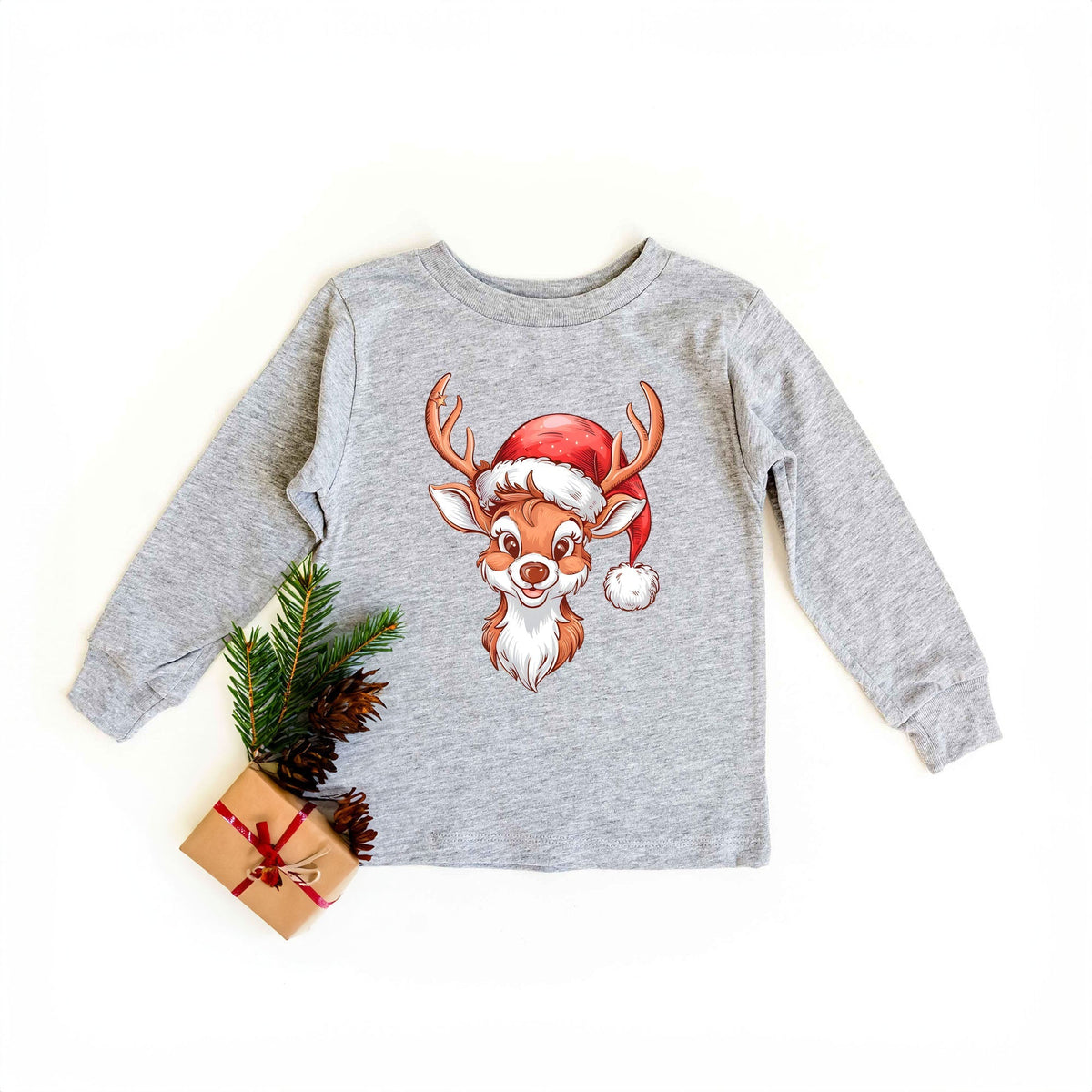 Cute Reindeer Head | Youth Graphic Long Sleeve Tee product image 1