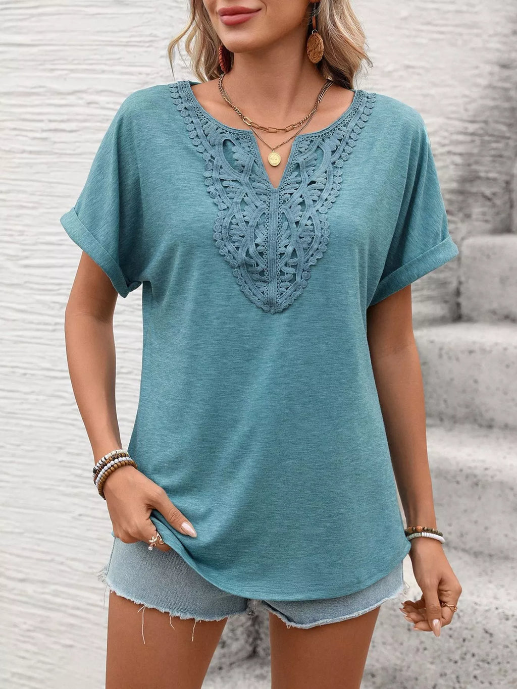 Lace Trim Short Sleeve T-Shirt product image 2