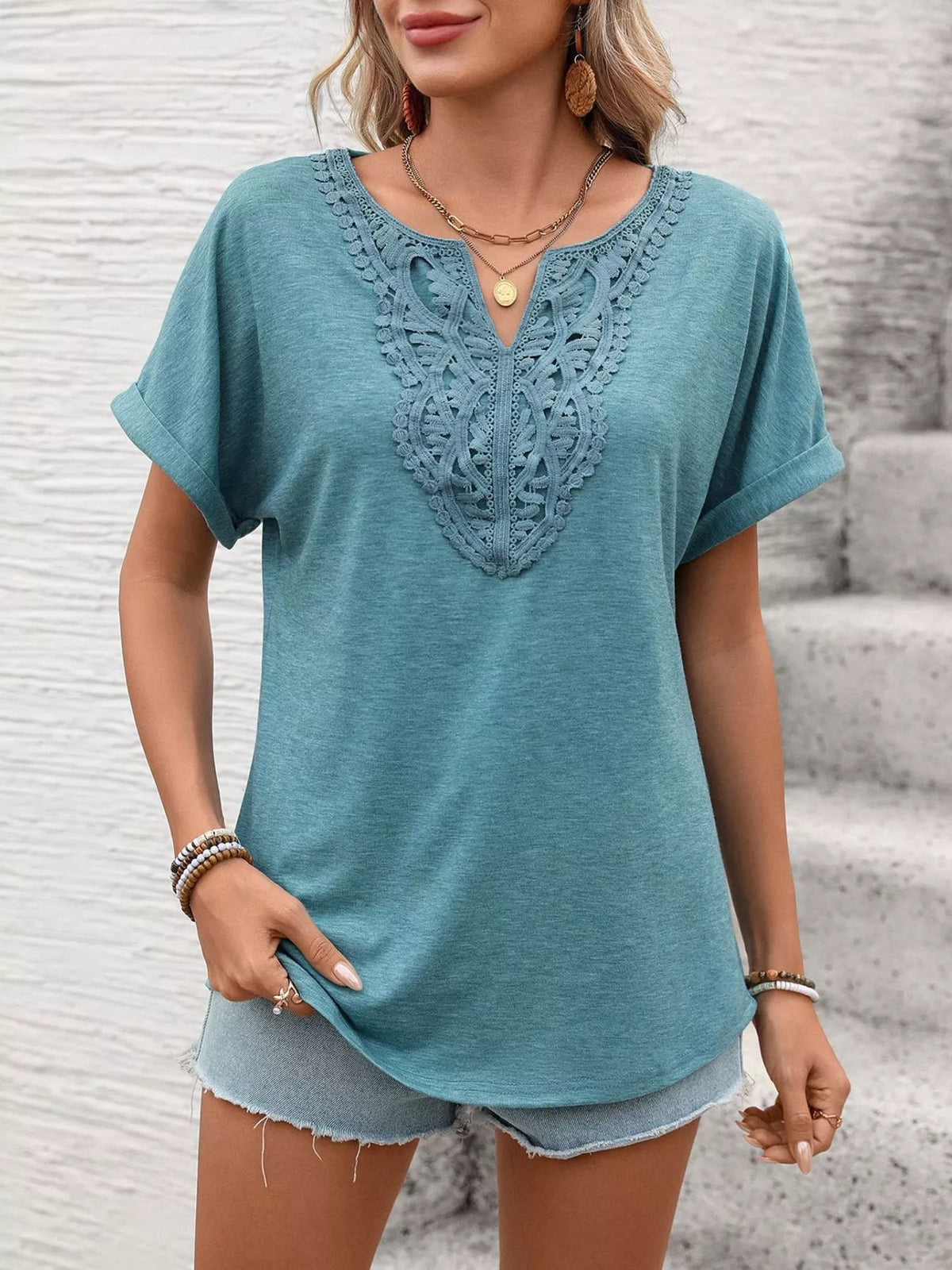 Lace Trim Short Sleeve T-Shirt product image 2