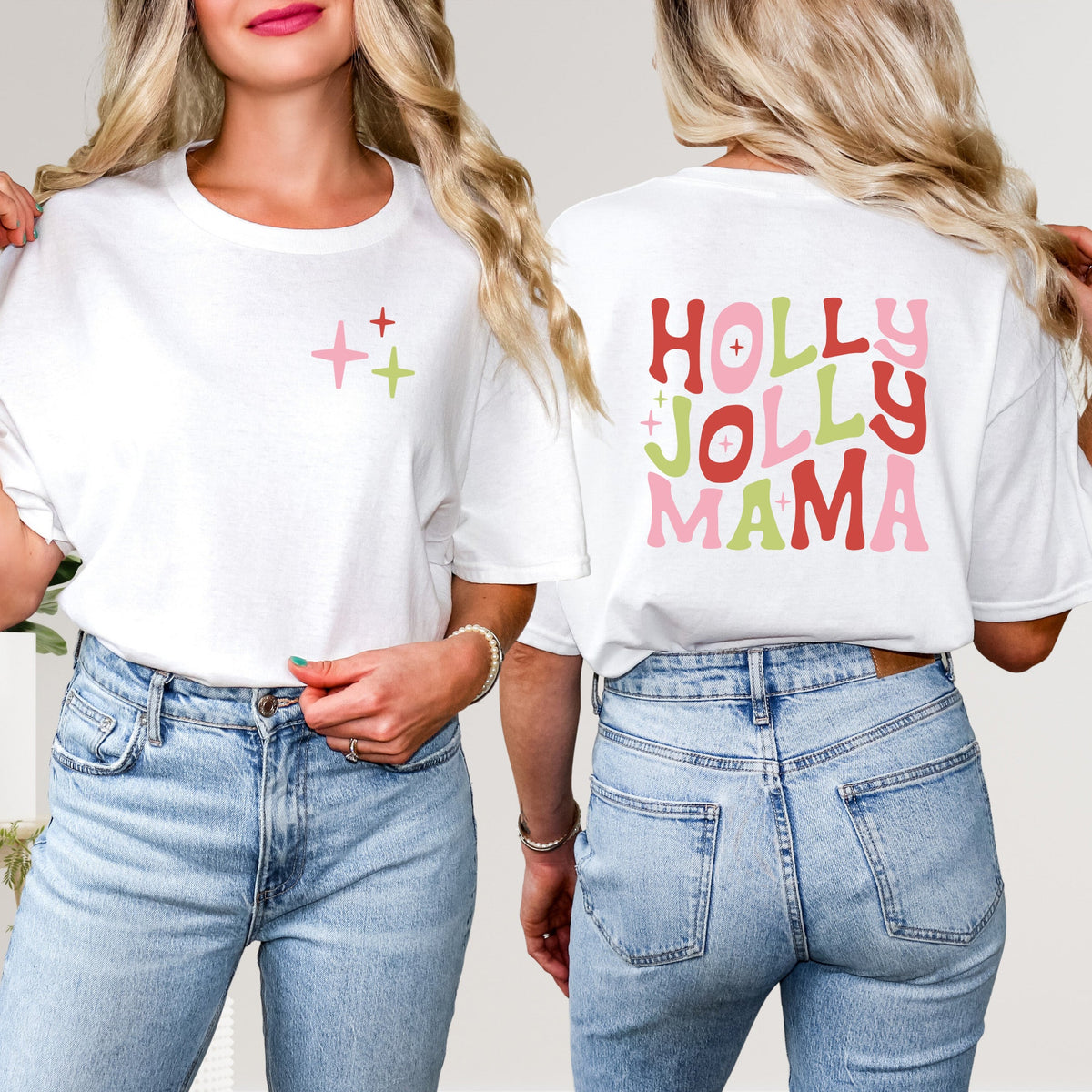 Holly Jolly Mama Colorful | Front & Back Short Sleeve product image 1