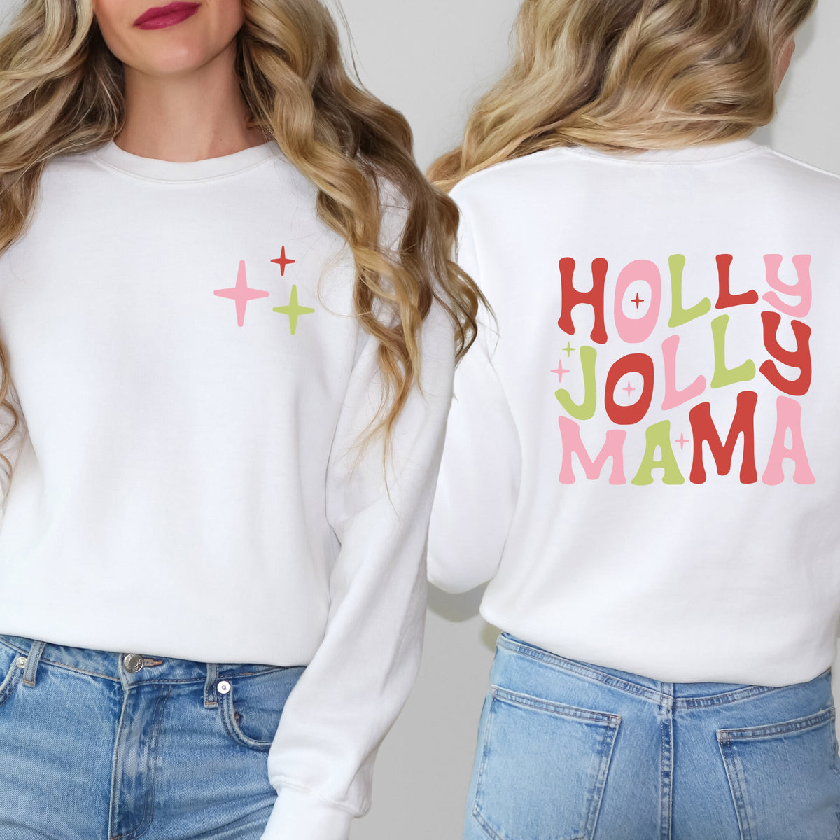 Holly Jolly Mama Colorful | Sweatshirt Front and Back Design product image 2
