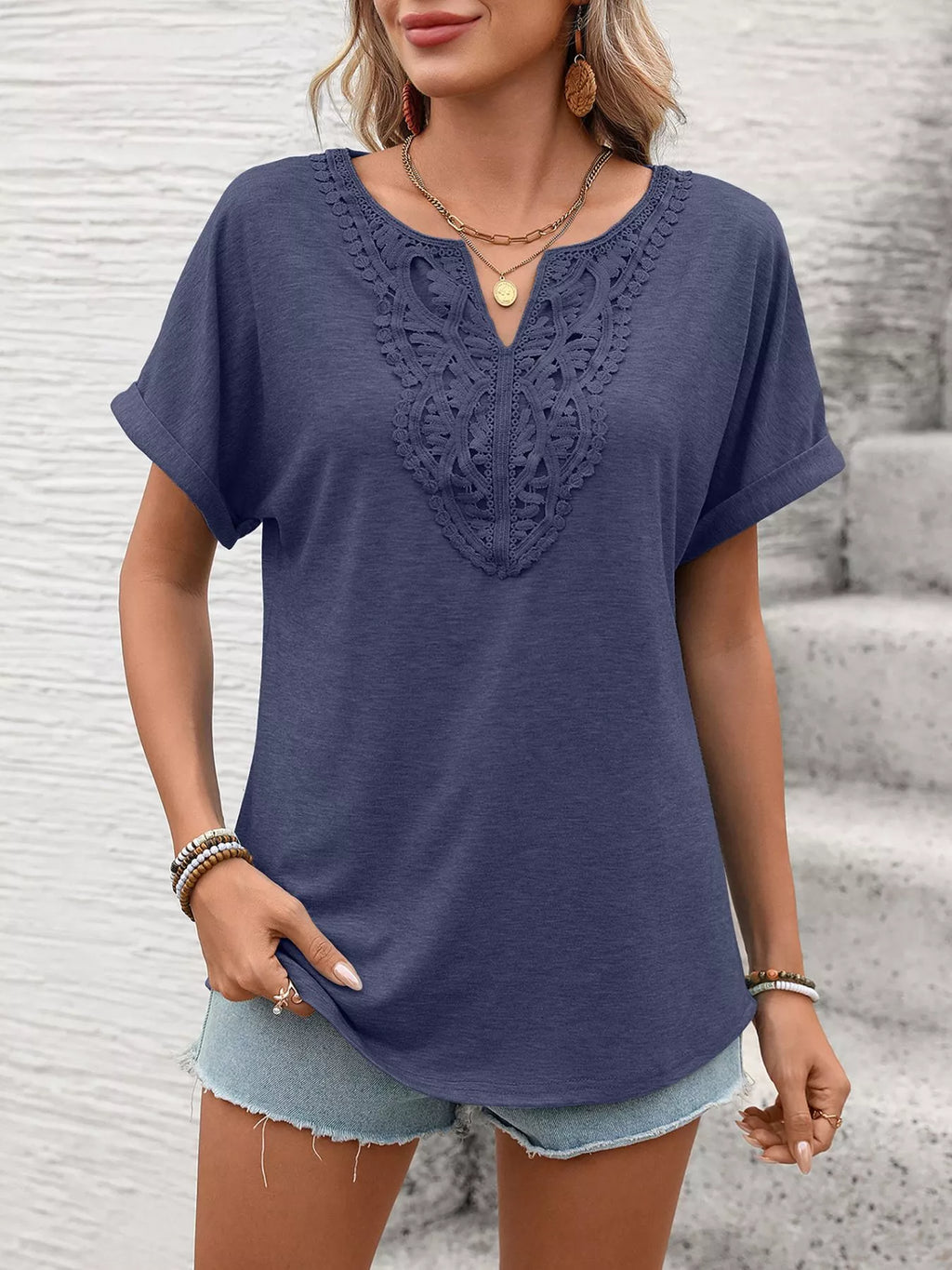 Lace Trim Short Sleeve T-Shirt product image 20