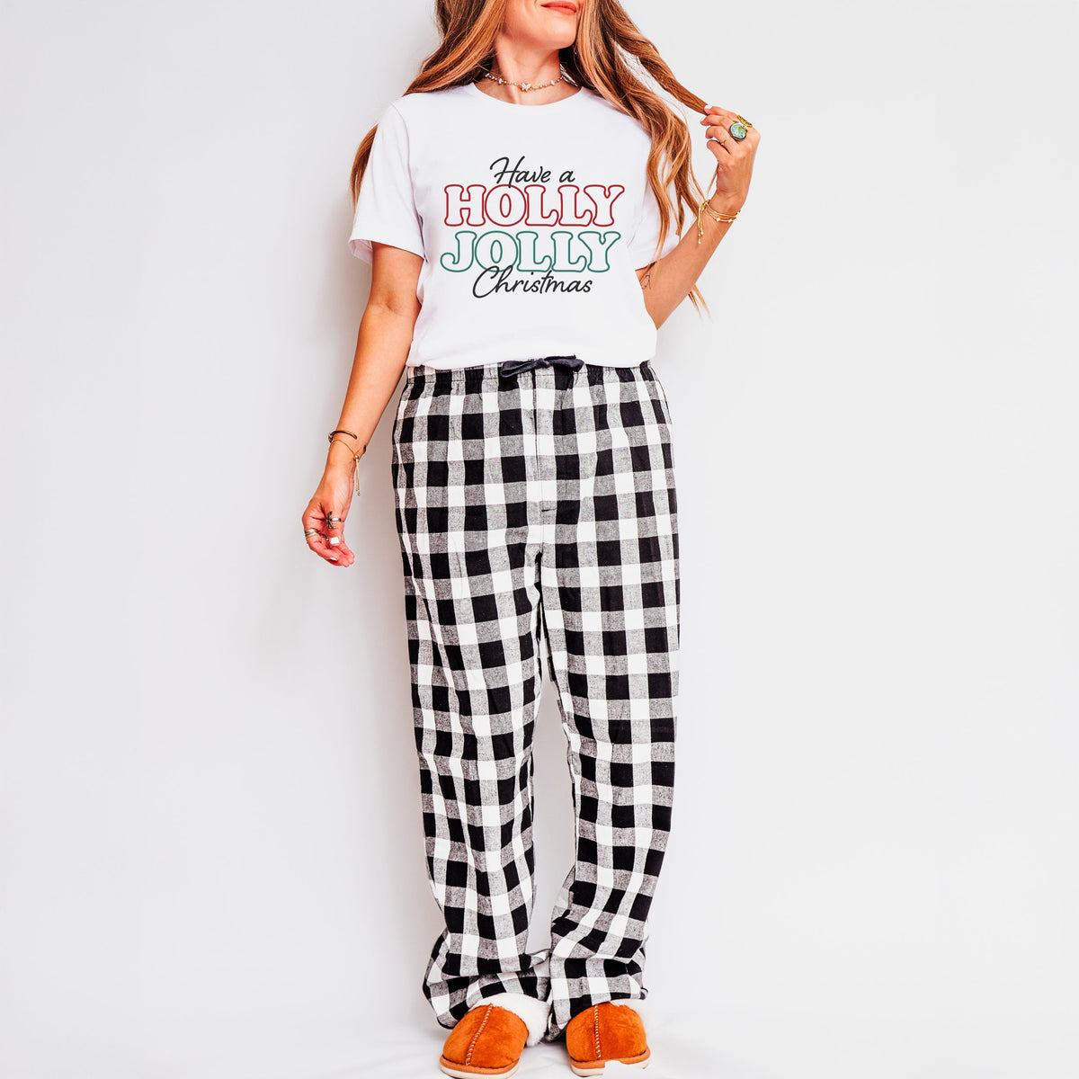 Have A Holly Jolly Christmas | Plaid Pajama Set product image 1