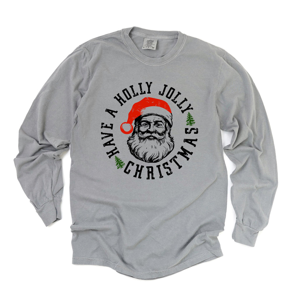 Holly Jolly Santa | Garment Dyed Long Sleeve