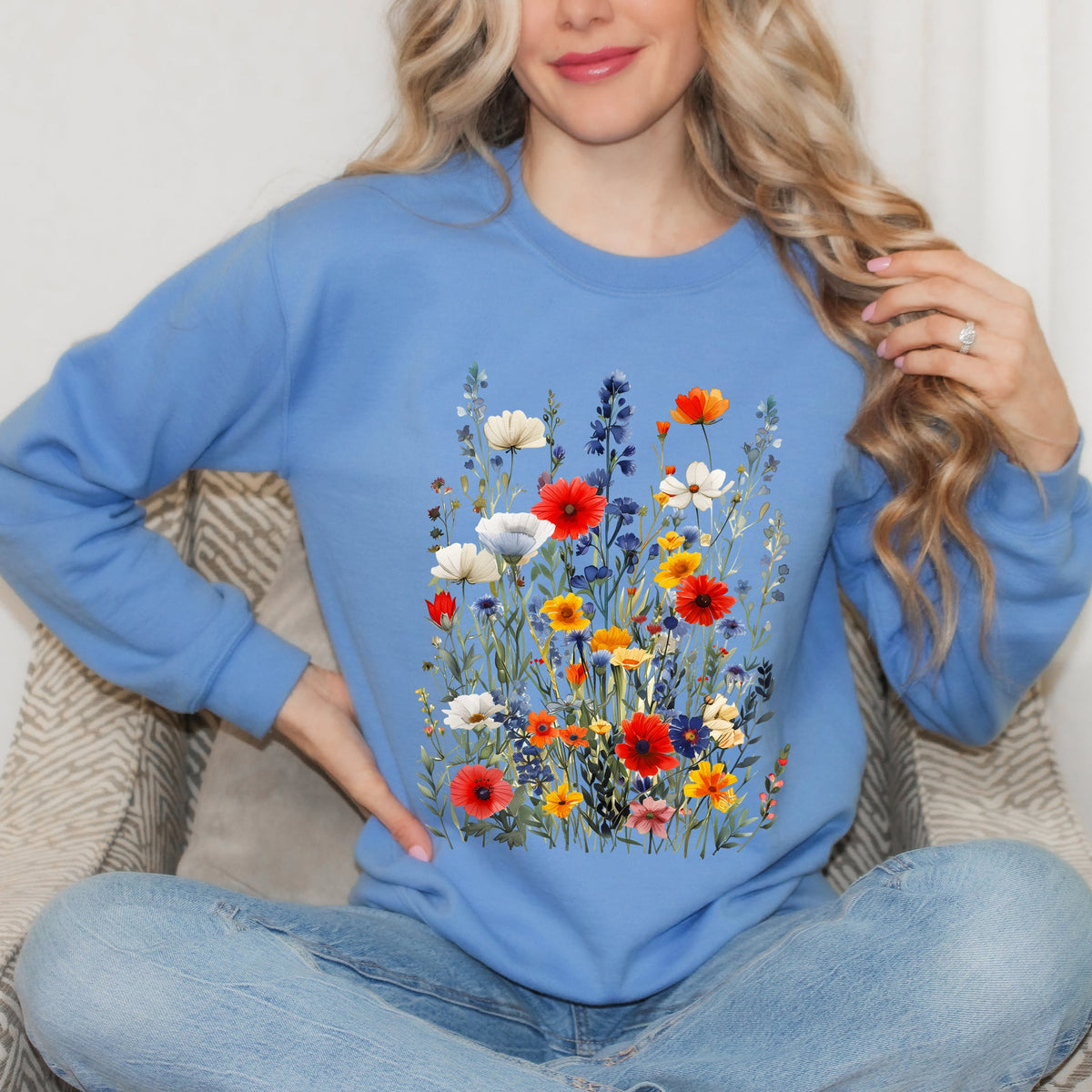 Blue And Red Wildflowers | Sweatshirt product image 1