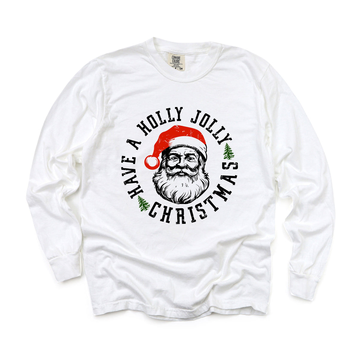 Holly Jolly Santa | Garment Dyed Long Sleeve