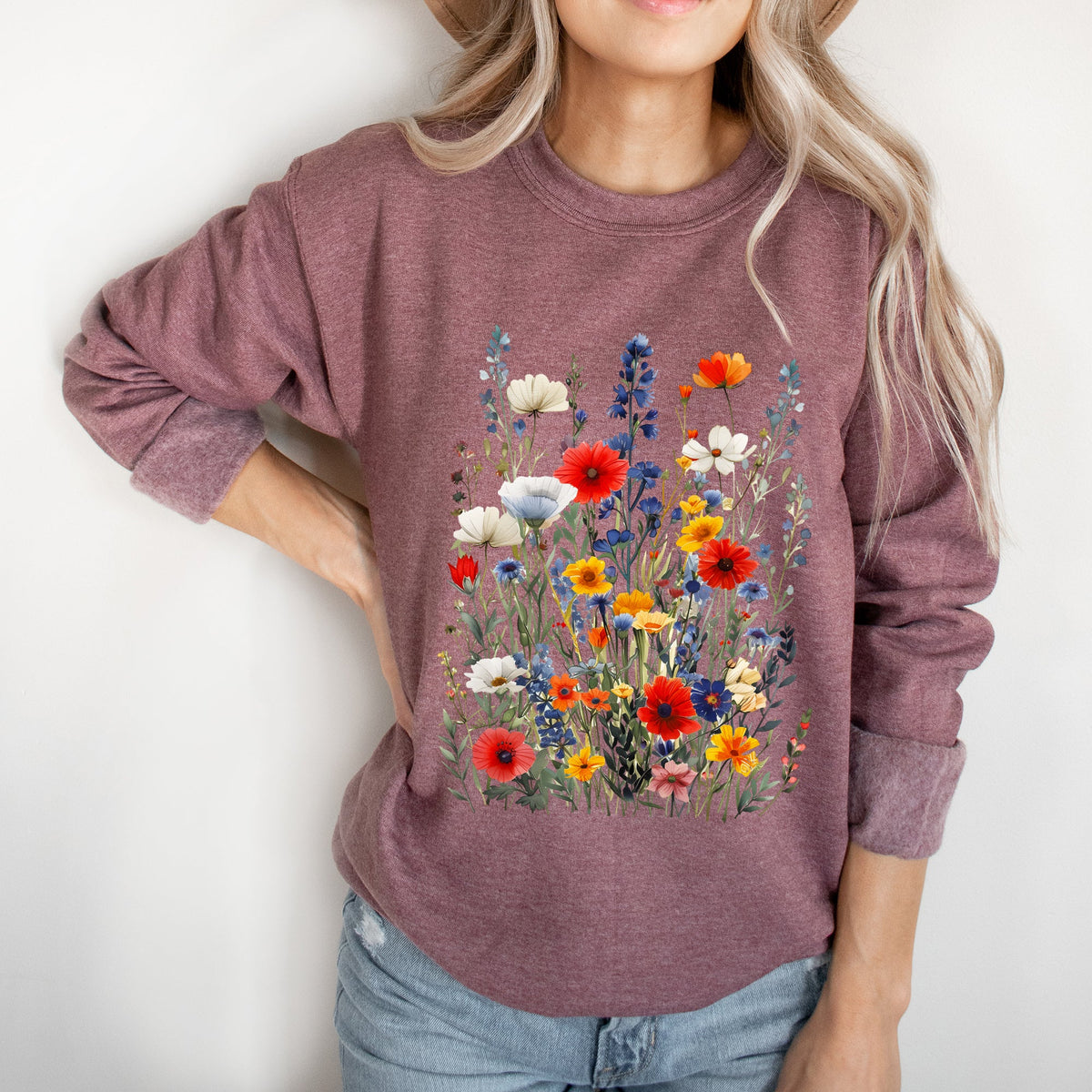 Blue And Red Wildflowers | Sweatshirt product image 2