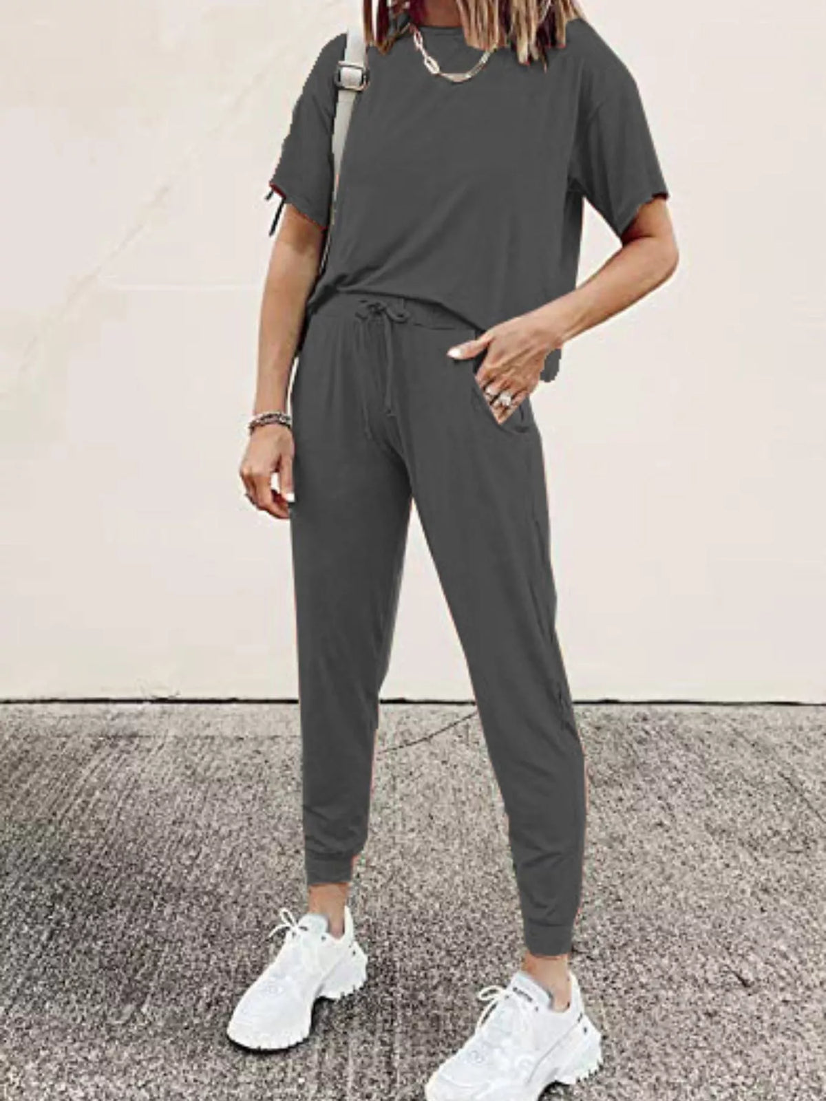 Full Size Round Neck Top and Drawstring Pants Set product image 21