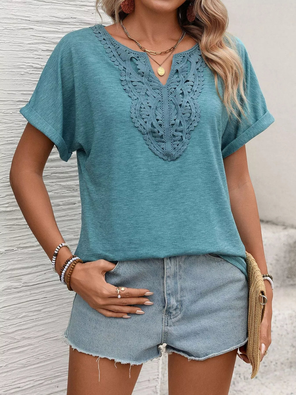Lace Trim Short Sleeve T-Shirt product image 4
