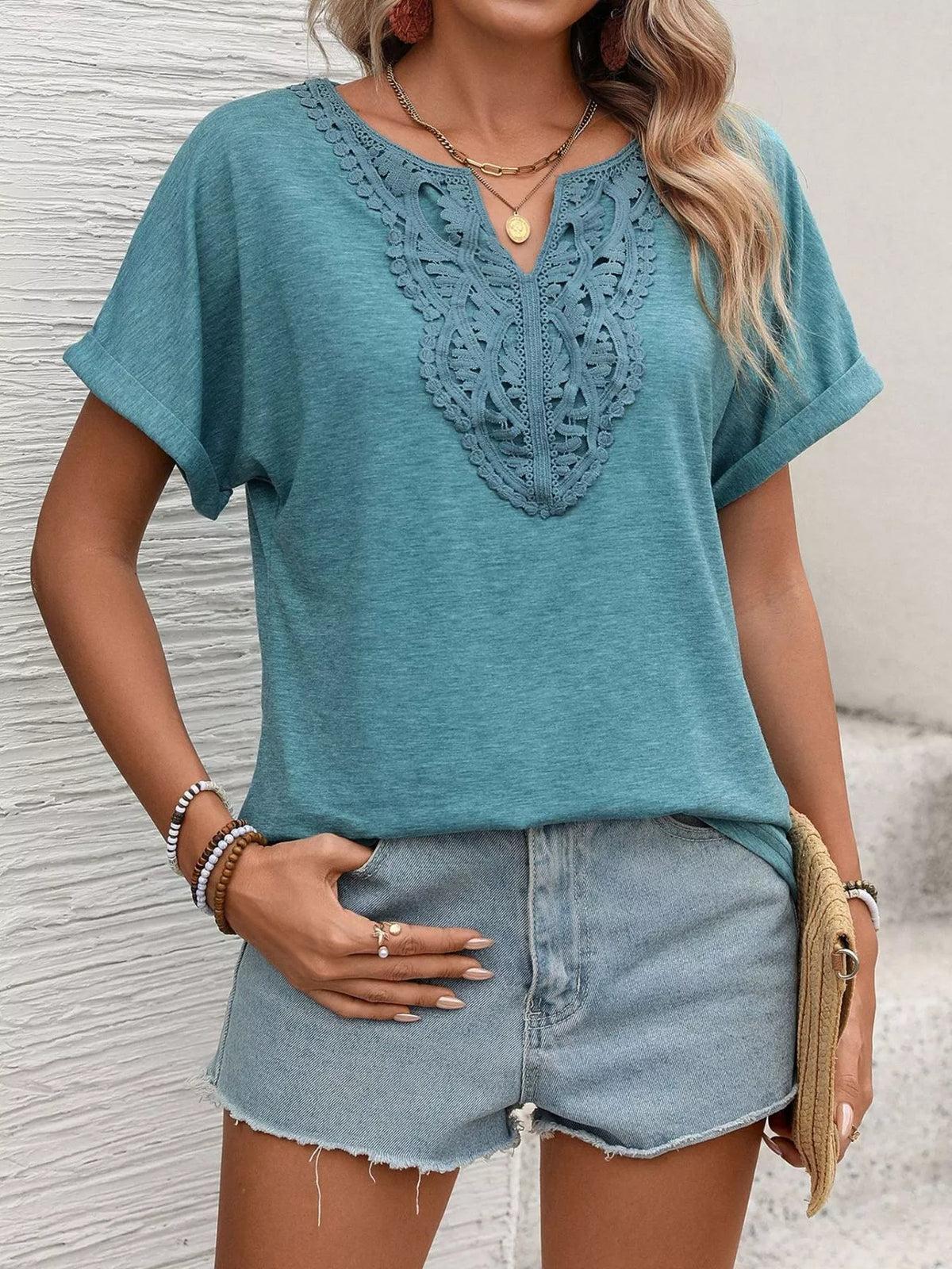 Lace Trim Short Sleeve T-Shirt product image 4