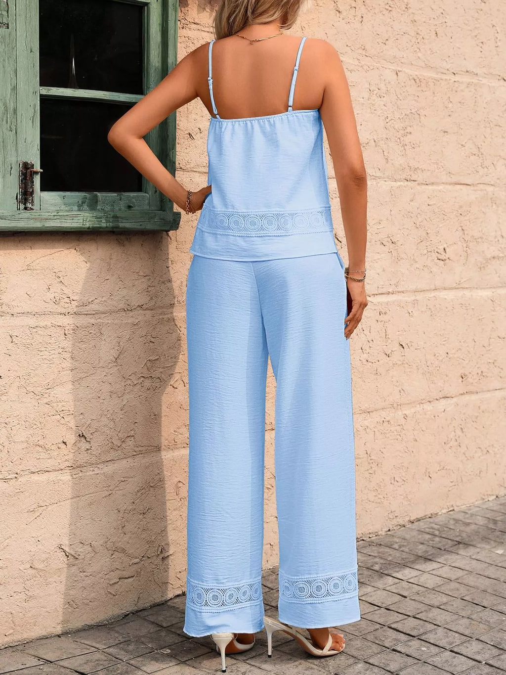 Lace Trim Cami and Wide Leg Pants Set product image 14