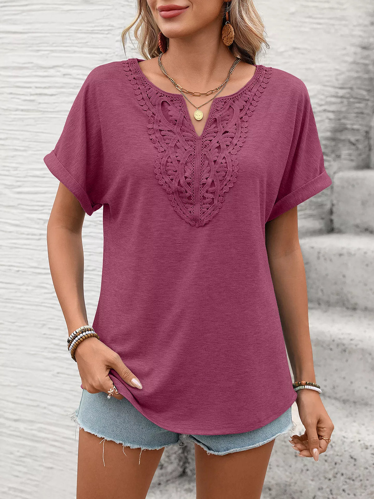 Lace Trim Short Sleeve T-Shirt product image 28