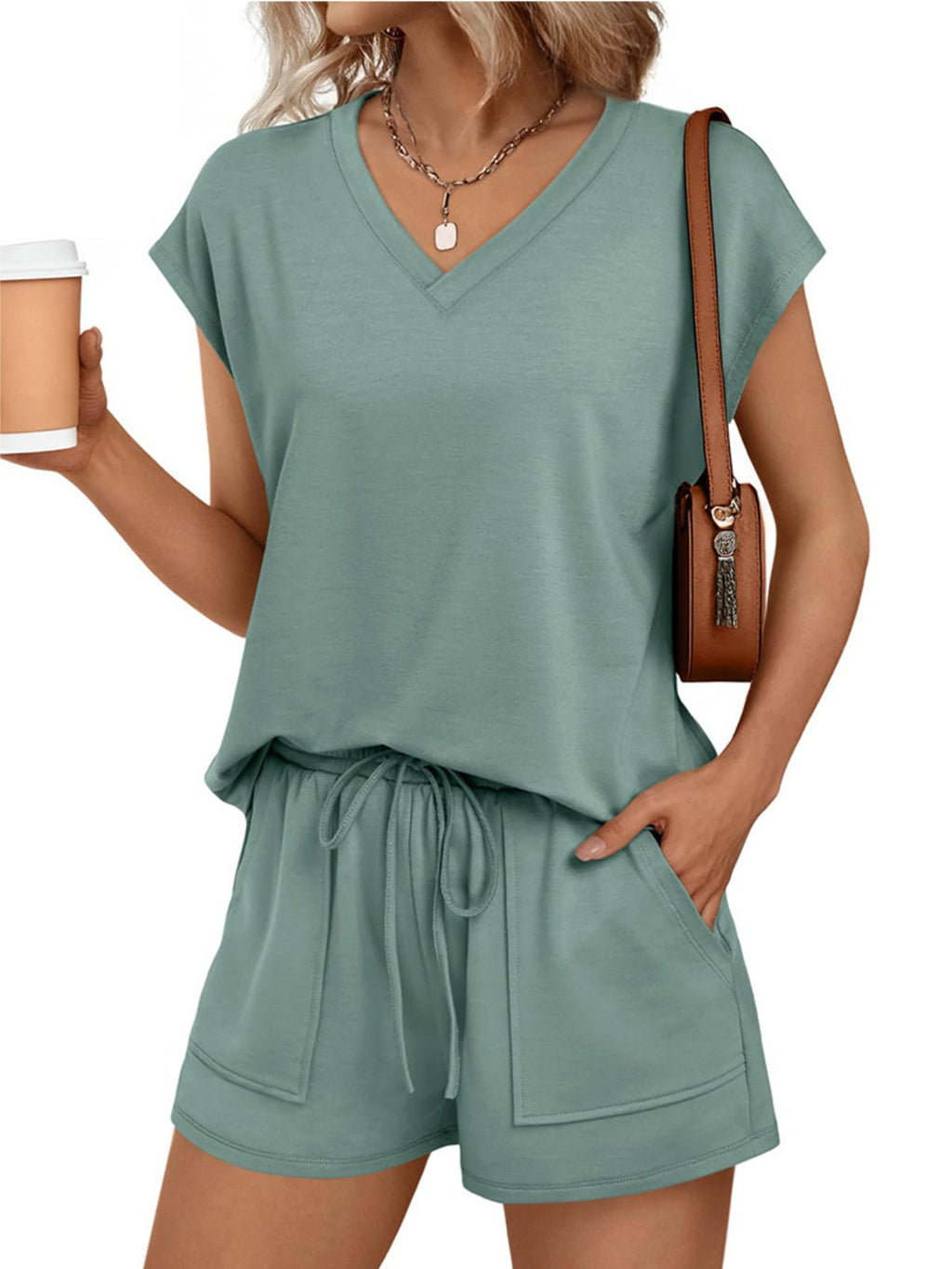 Casual V-Neck T-Shirt and Shorts Set product image 13