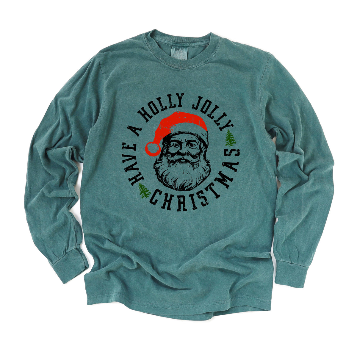 Holly Jolly Santa | Garment Dyed Long Sleeve