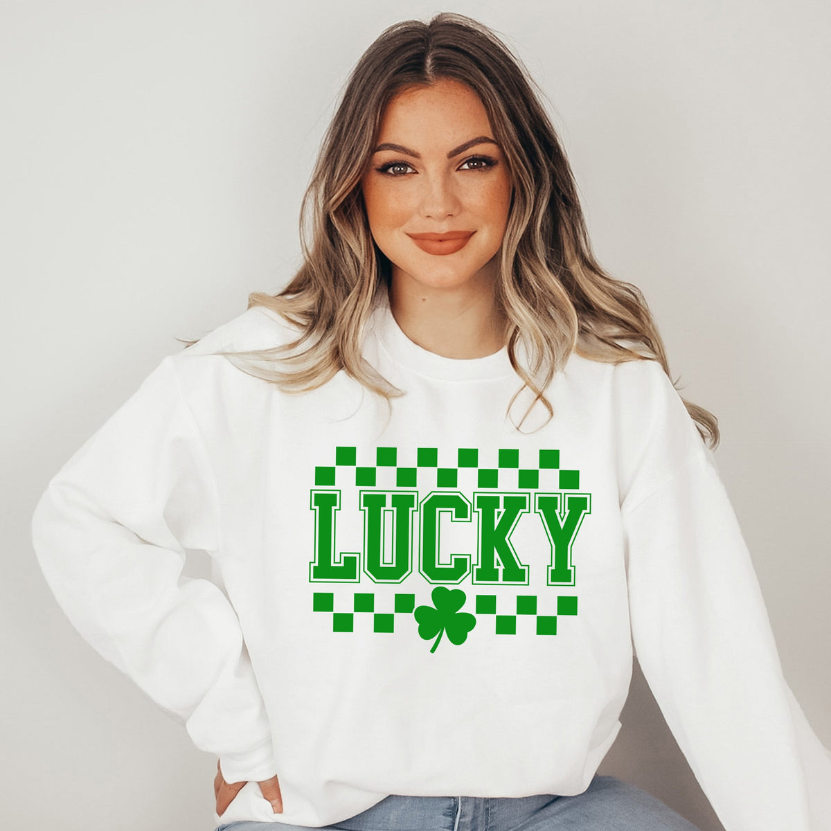 Checkered Lucky Shamrock | Sweatshirt product image 1