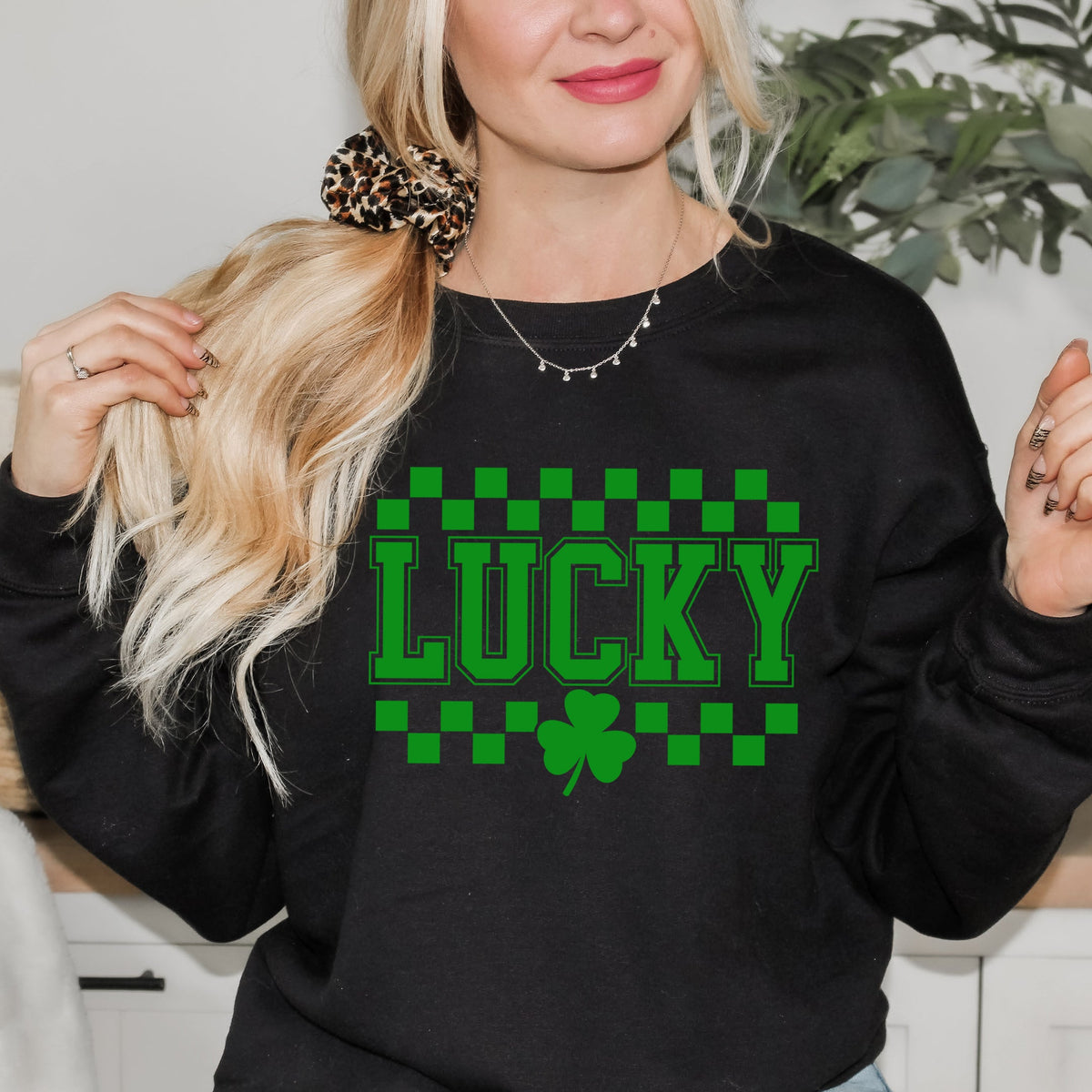 Checkered Lucky Shamrock | Sweatshirt product image 2