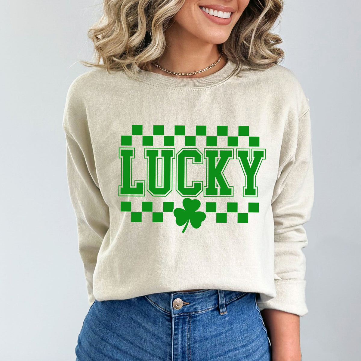 Checkered Lucky Shamrock | Sweatshirt product image 3