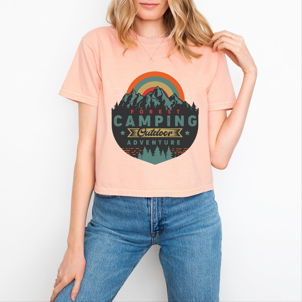 Forest Camping Badge - Women's Boxy Crop Top Graphic T-Shirt product image 7