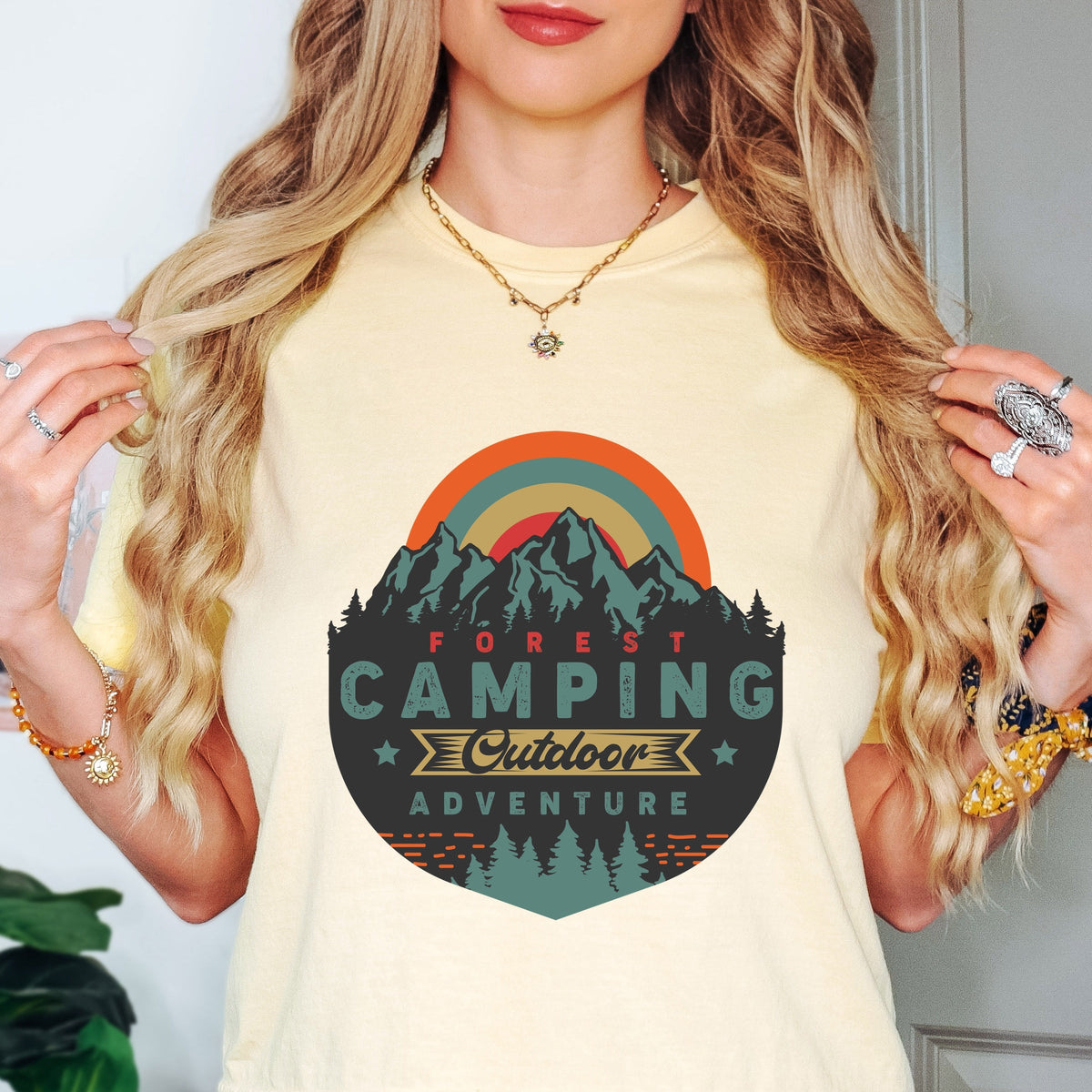Forest Camping Badge - Women's Boxy Crop Top Graphic T-Shirt product image 3