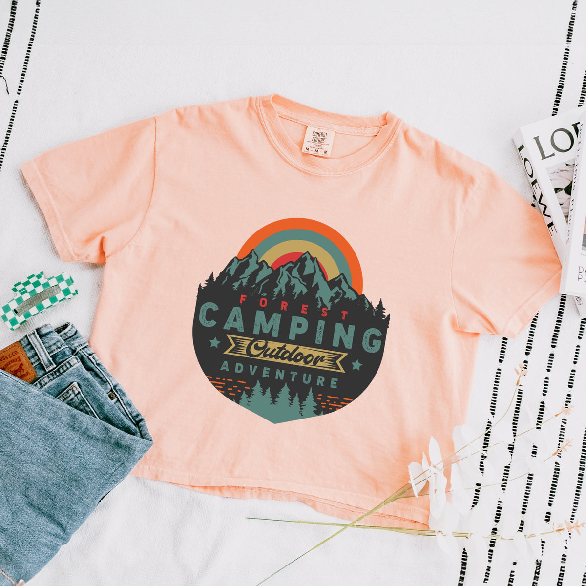 Forest Camping Badge - Women's Boxy Crop Top Graphic T-Shirt product image 9