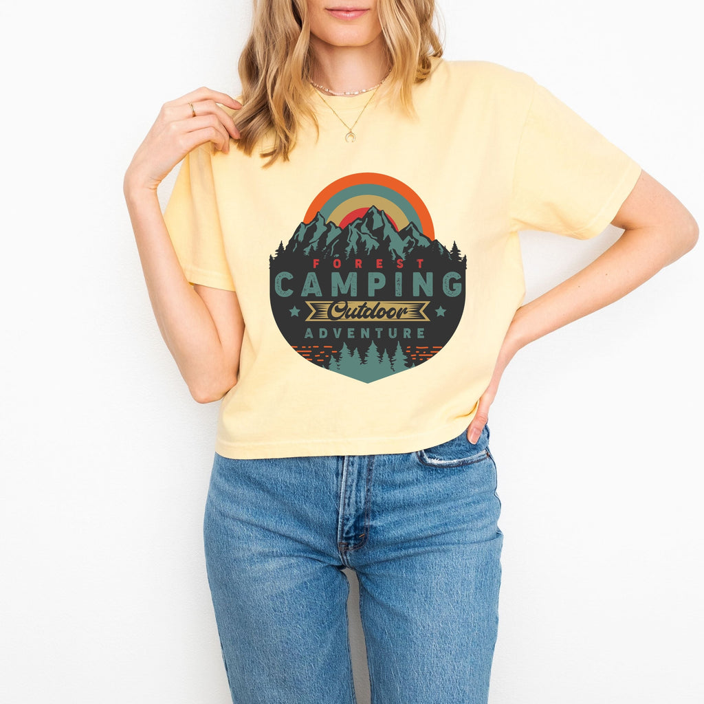 Forest Camping Badge - Women's Boxy Crop Top Graphic T-Shirt product image 2