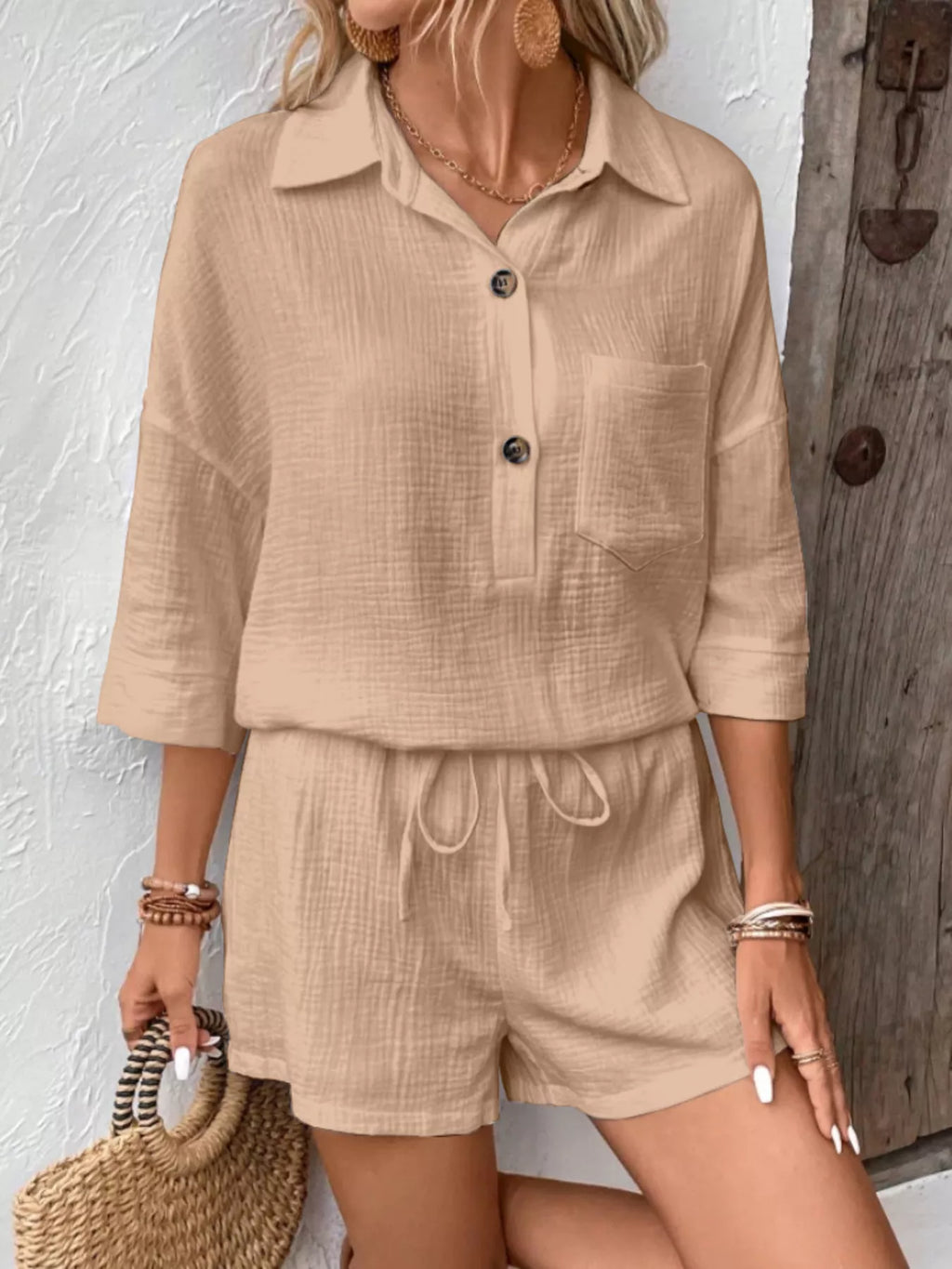 Button Detail Top and Shorts Set product image 7