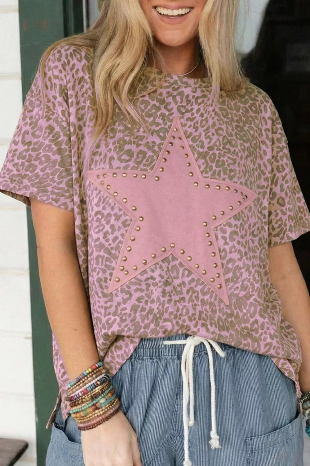 Leopard Print Star Studded T-Shirt product image 2