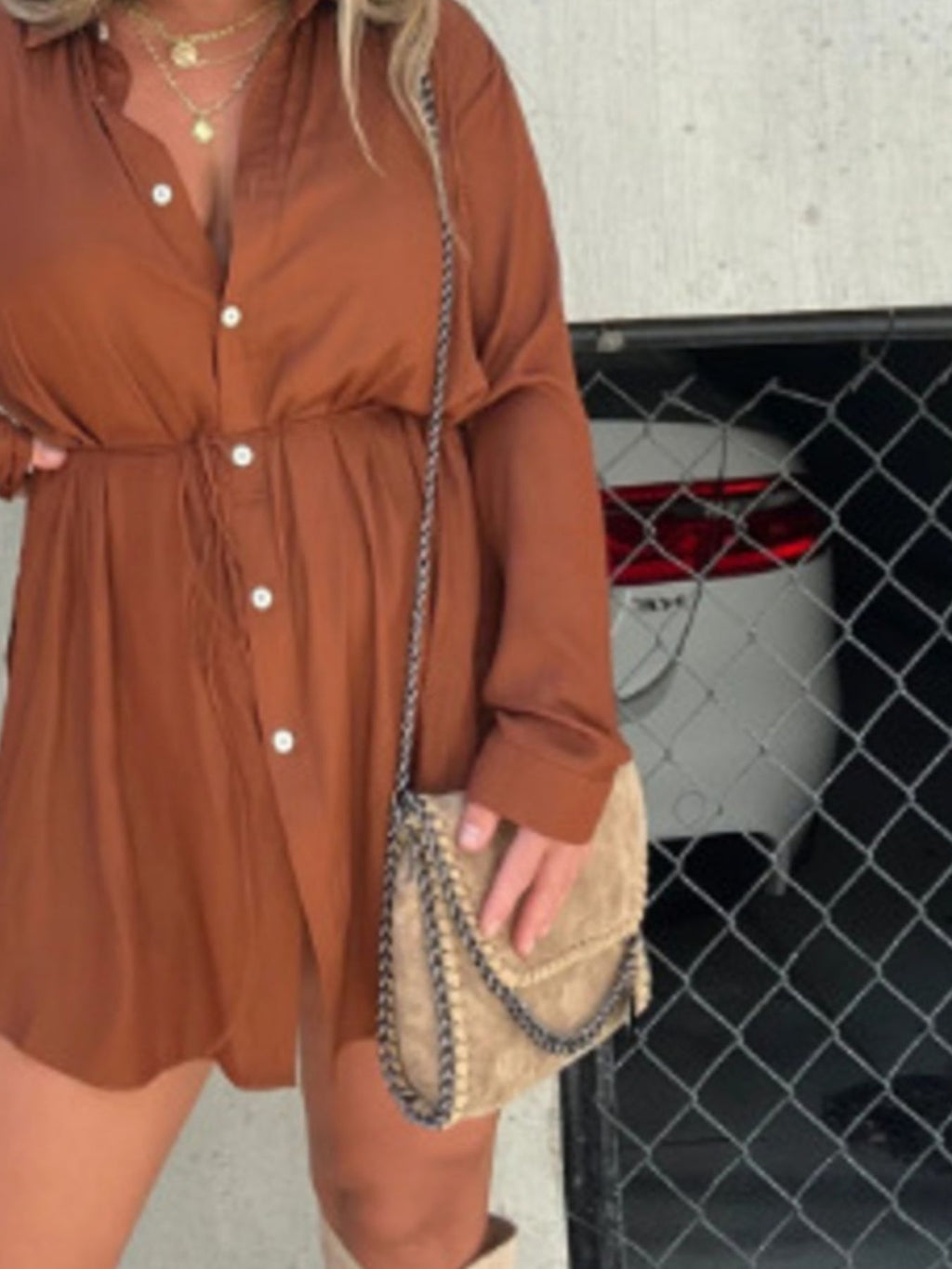 Full Size Button-Down Mini Shirt Dress product image 27