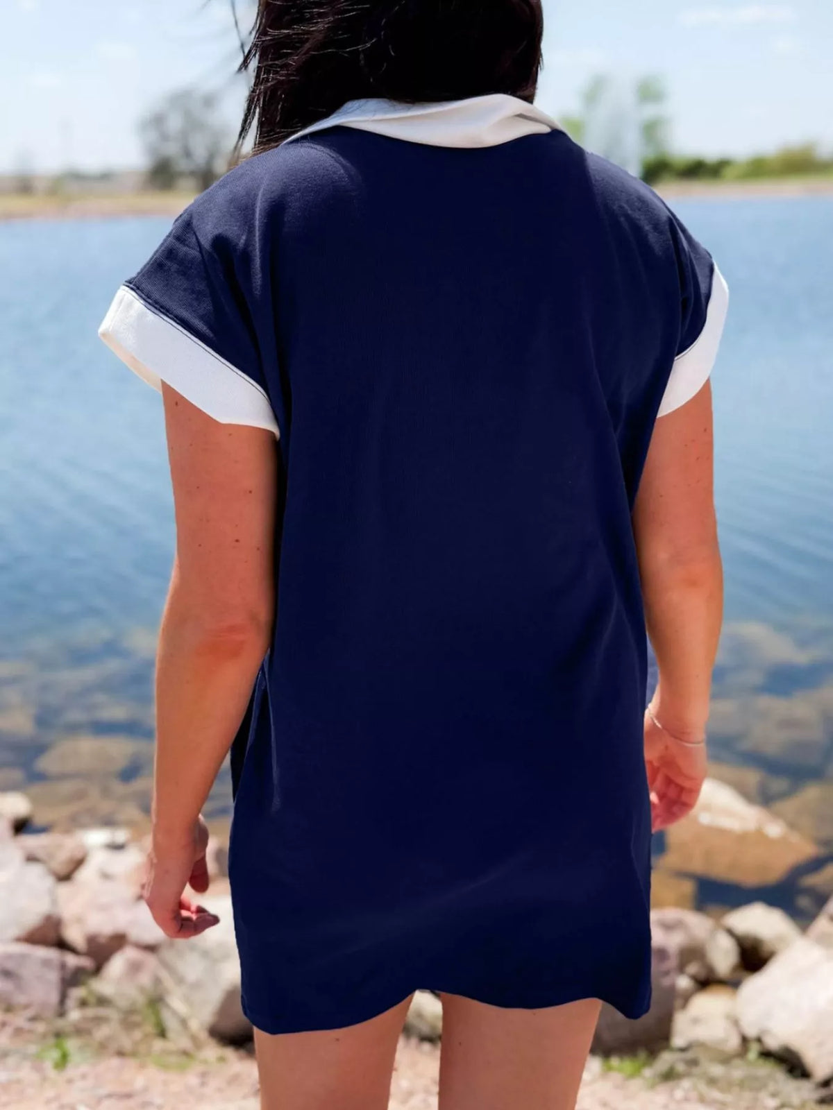 Americana Colorblock Stripes Zip up Collared T Shirt Mini product image 3