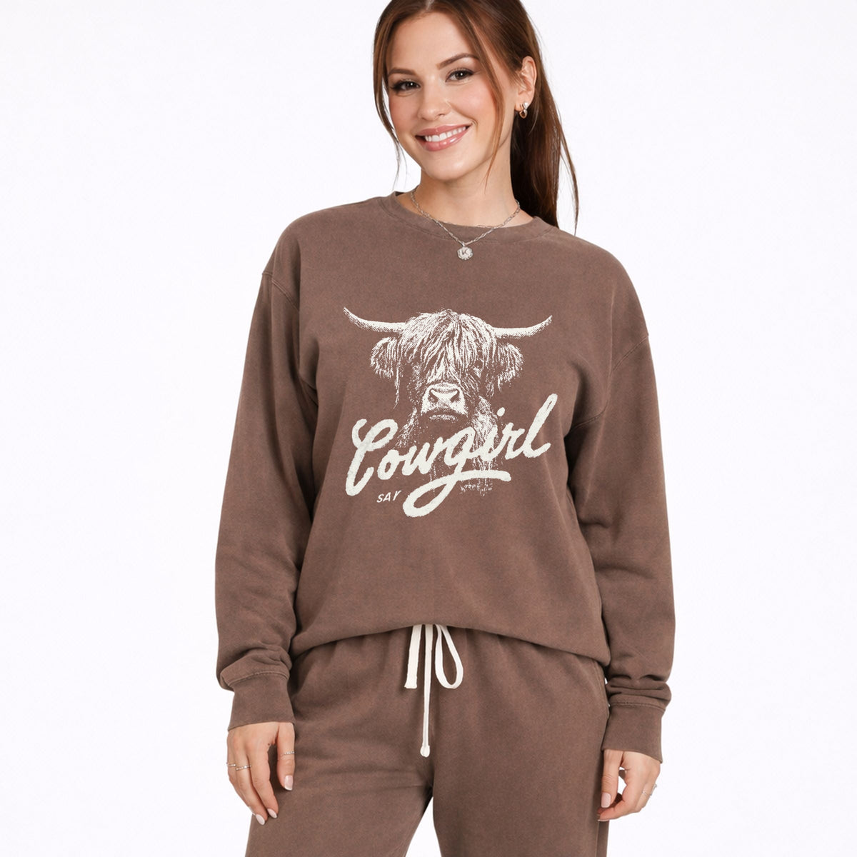 Cowgirl Highland Cow - Women's Lightweight Garment Dyed product image 4