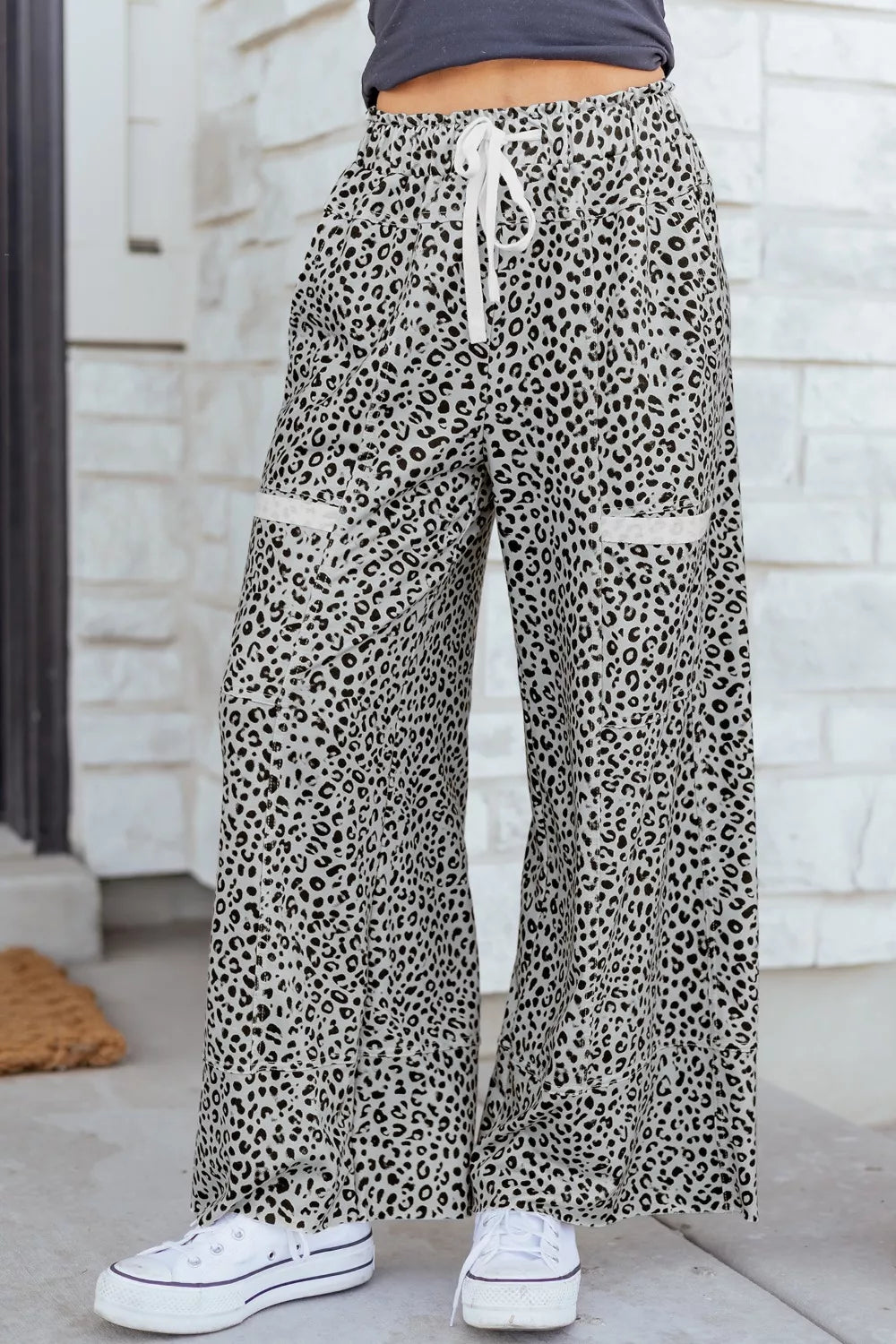 Animal Print Wide Leg Terry Knit Pants product image 4