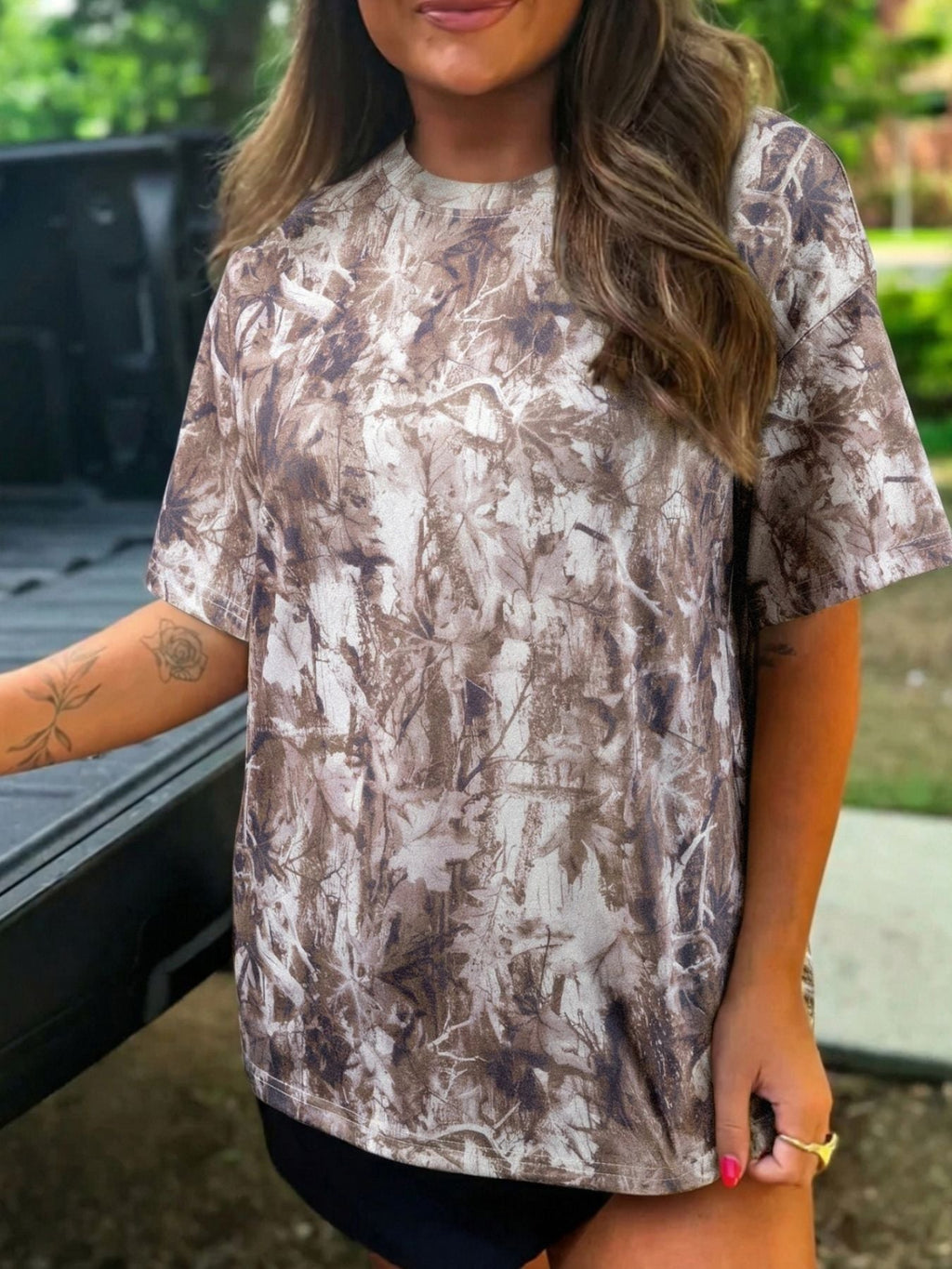 Camouflage Woodland Print Drop Shoulder Tunic Tee product image 1