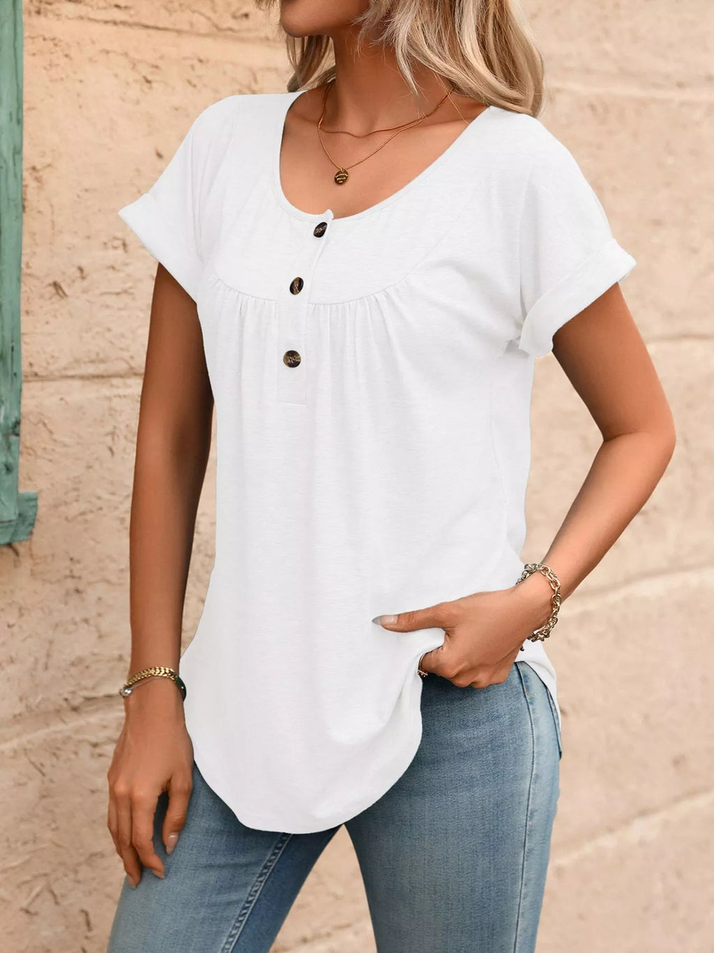 Casual Button Detail Henley T-Shirt product image 34