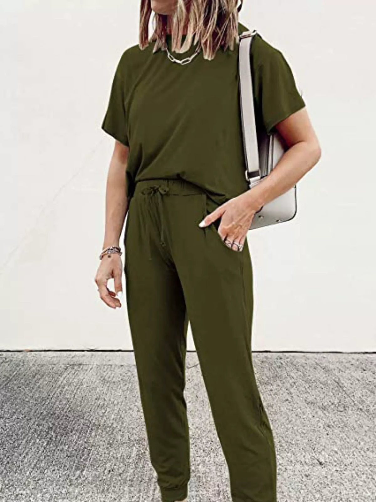 Full Size Round Neck Top and Drawstring Pants Set product image 18