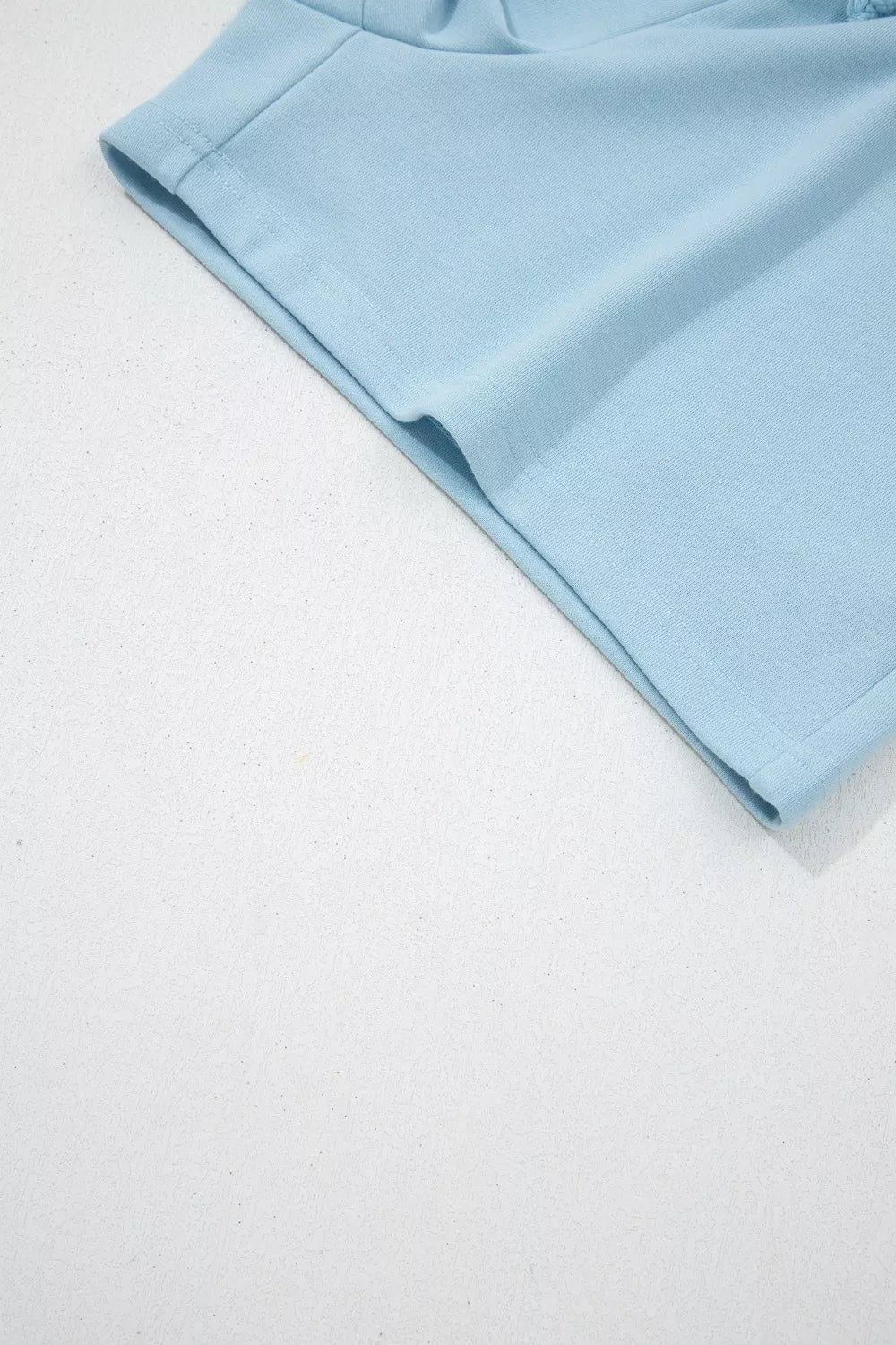 Solid Color Loose Tee Drawstring Shorts 2pcs Outfit Set product image 8