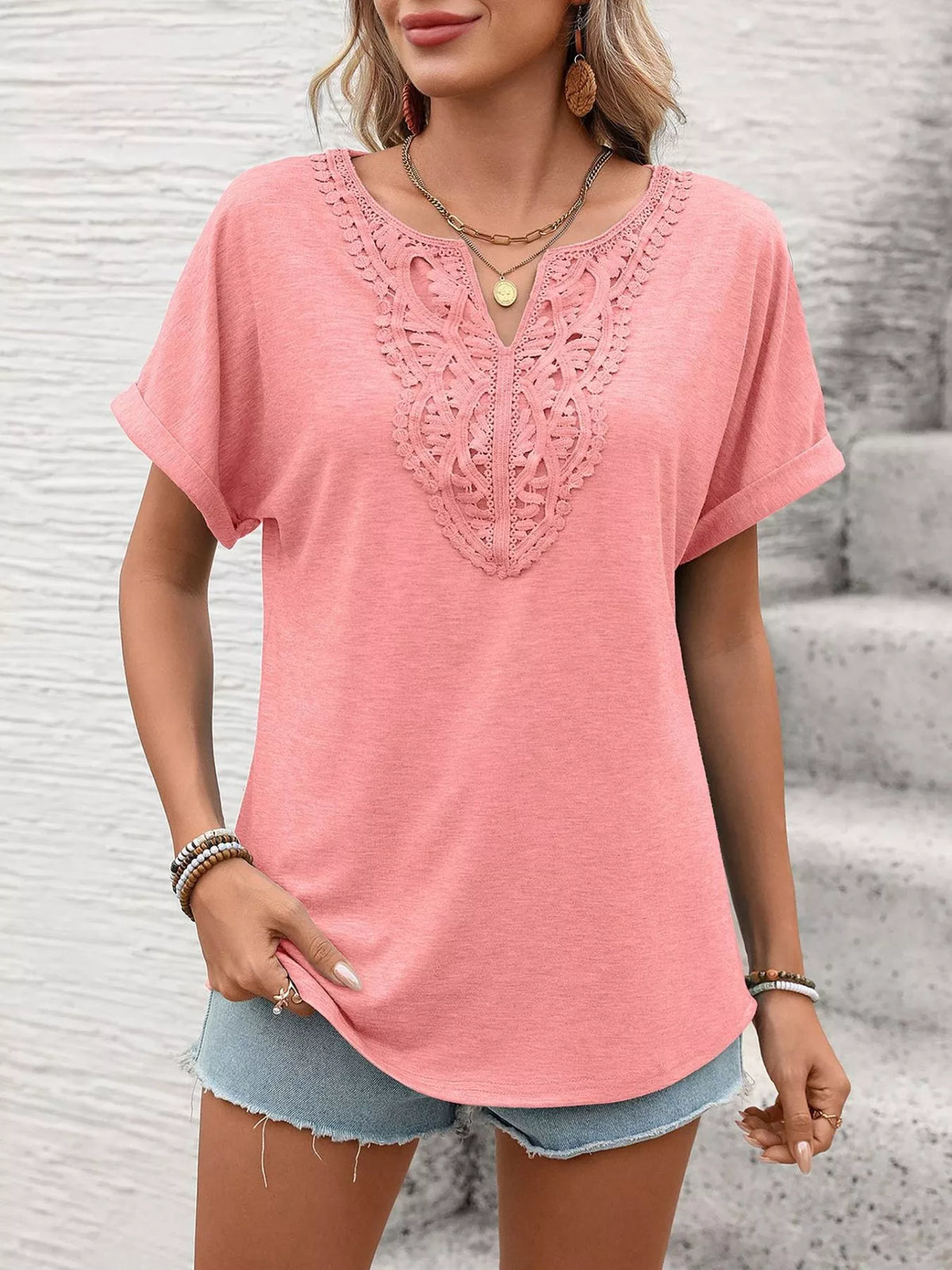Lace Trim Short Sleeve T-Shirt product image 33