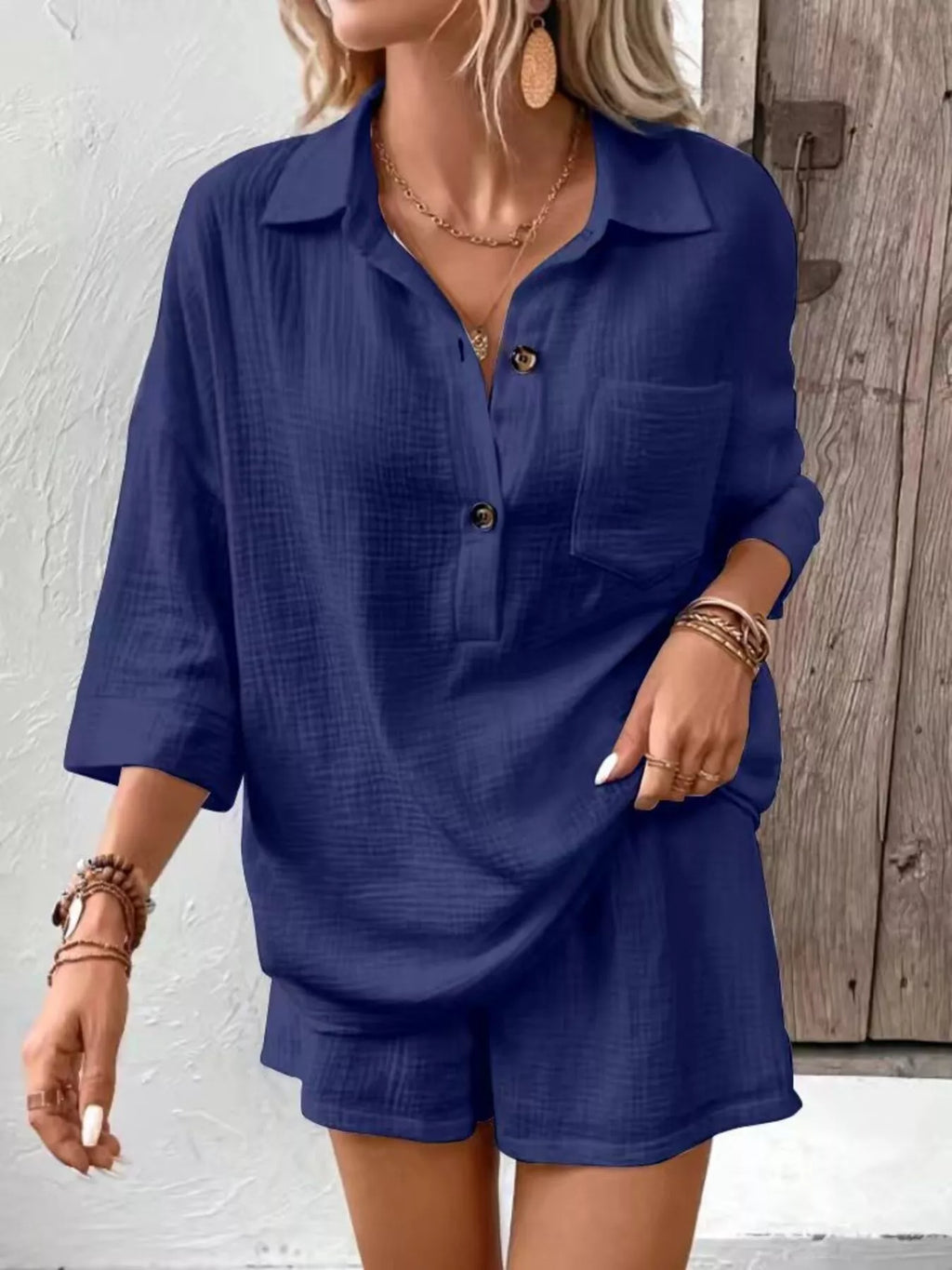 Button Detail Top and Shorts Set product image 15