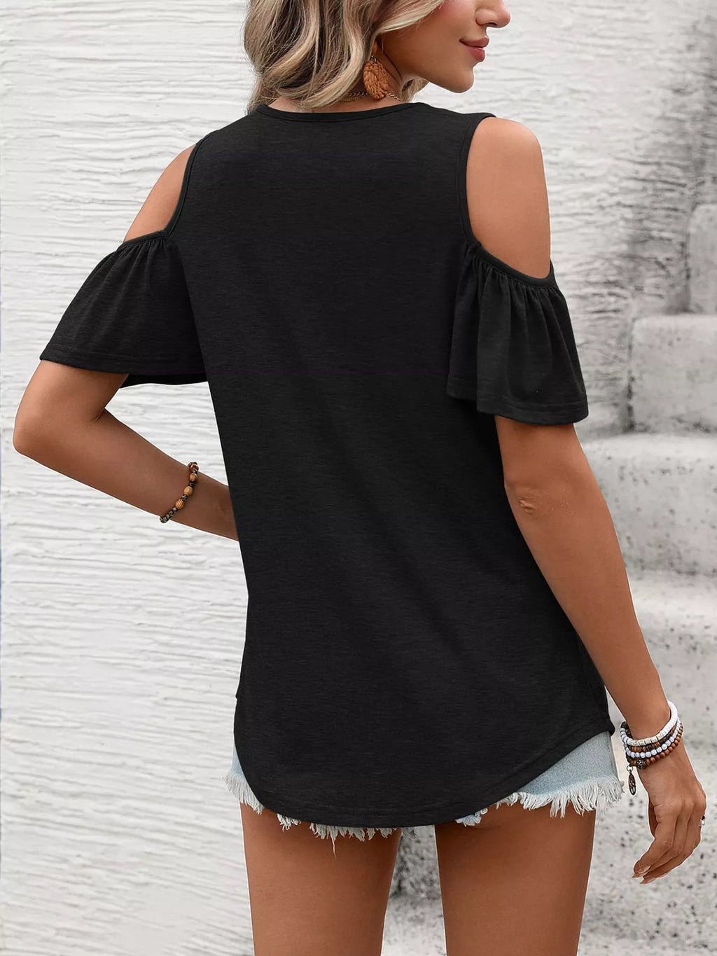 Cold Shoulder V-Neck T-Shirt product image 6