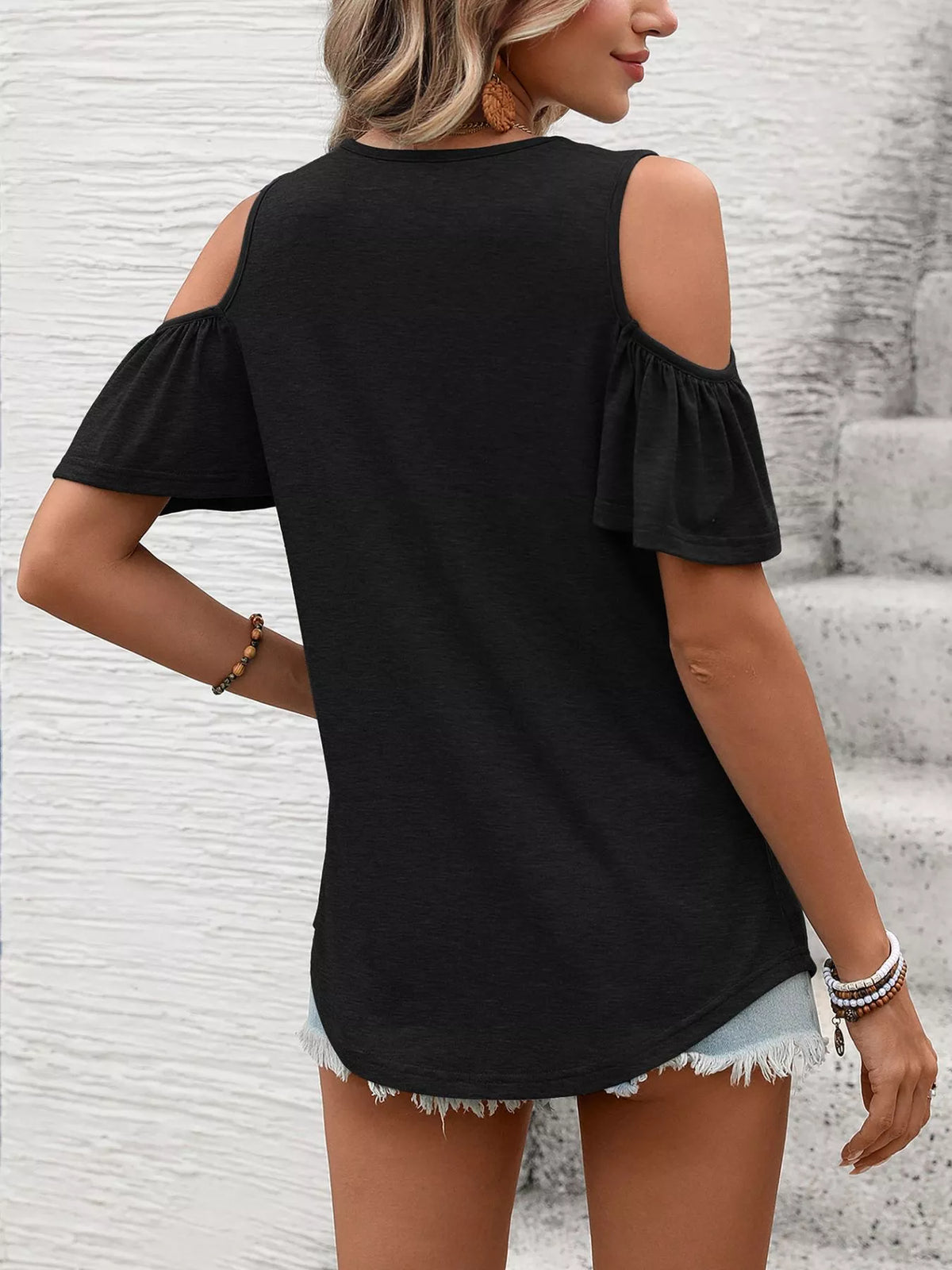 Cold Shoulder V-Neck T-Shirt product image 6