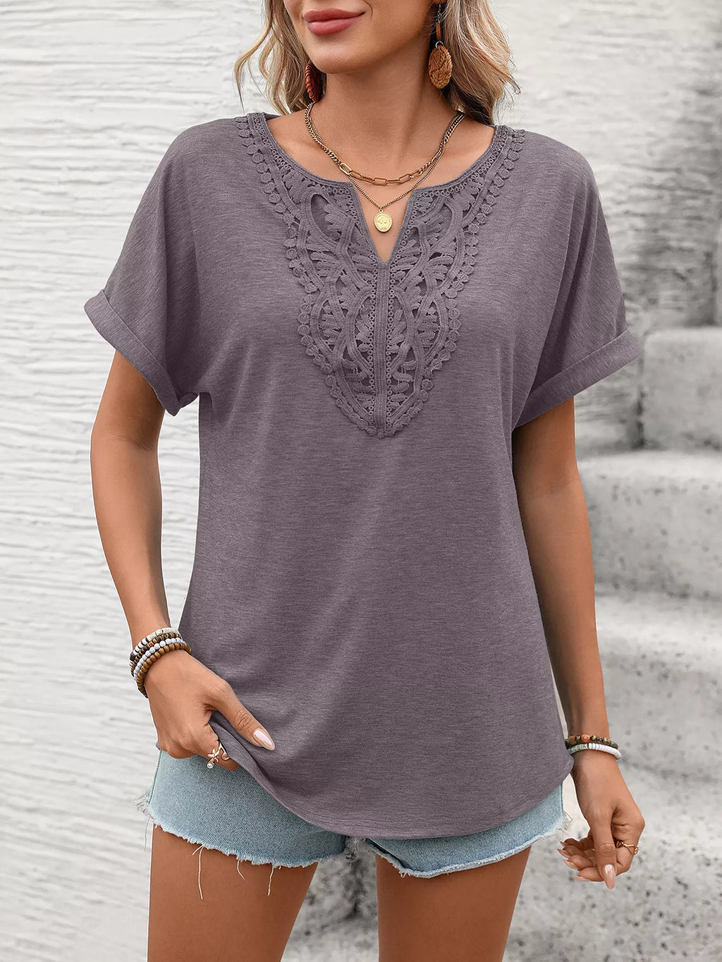 Lace Trim Short Sleeve T-Shirt product image 22
