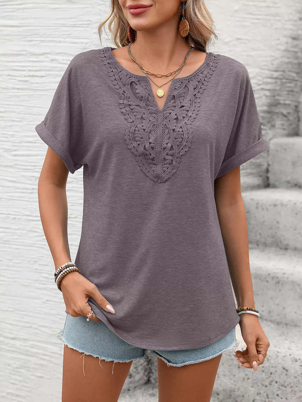 Lace Trim Short Sleeve T-Shirt product image 22