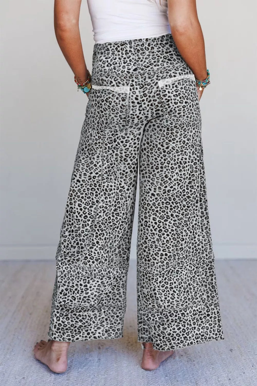 Animal Print Wide Leg Terry Knit Pants product image 2