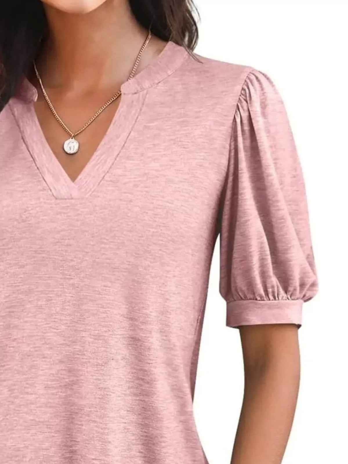 Puff Sleeve Notched Casual T-Shirt product image 11