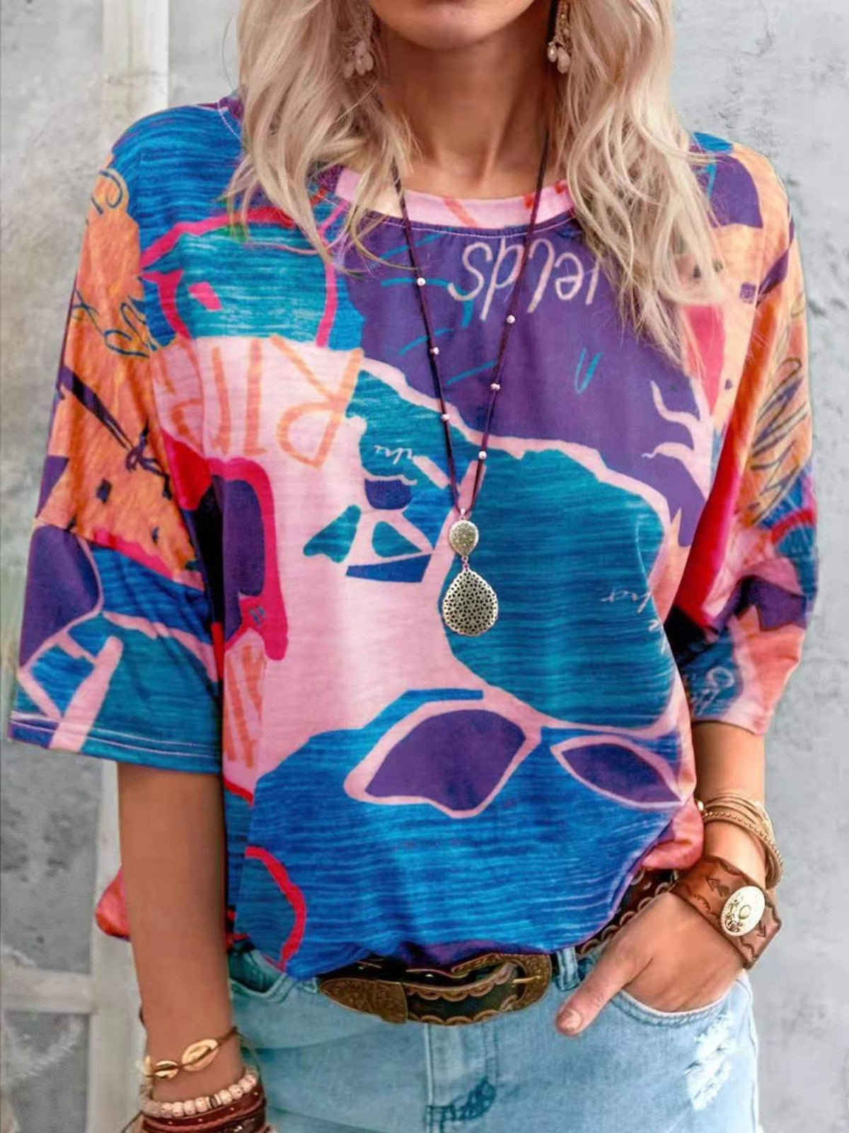 Contrast Round Neck Casual T-Shirt product image 22