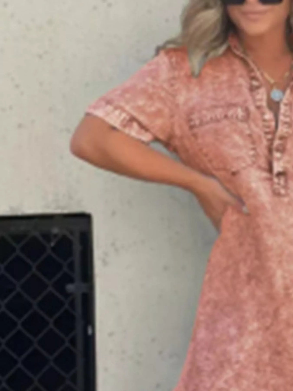 Full Size Raw Hem Short Sleeve Dress