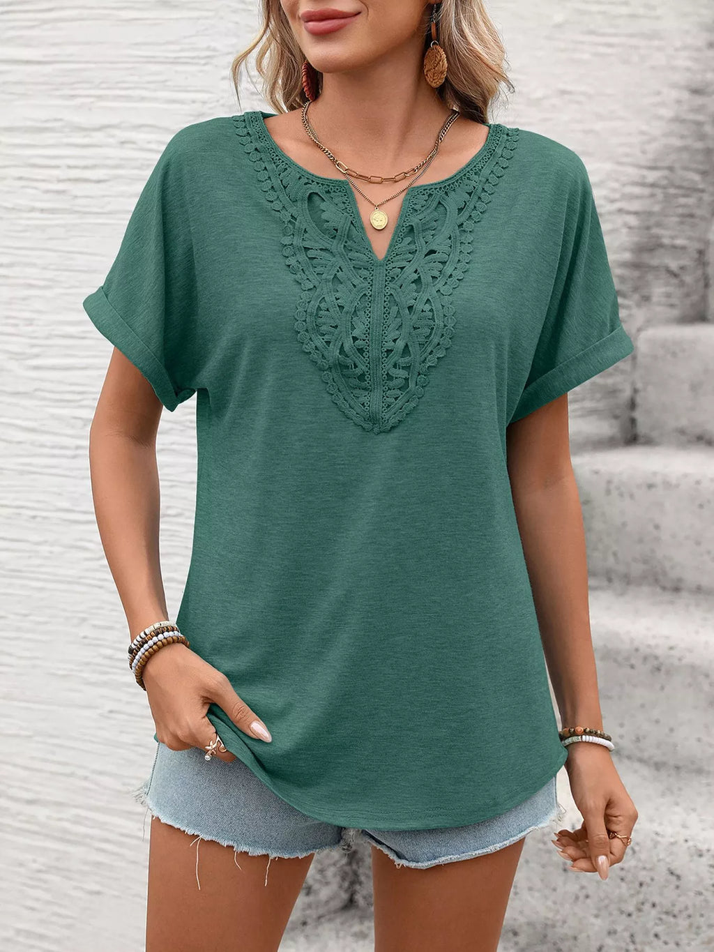 Lace Trim Short Sleeve T-Shirt product image 15