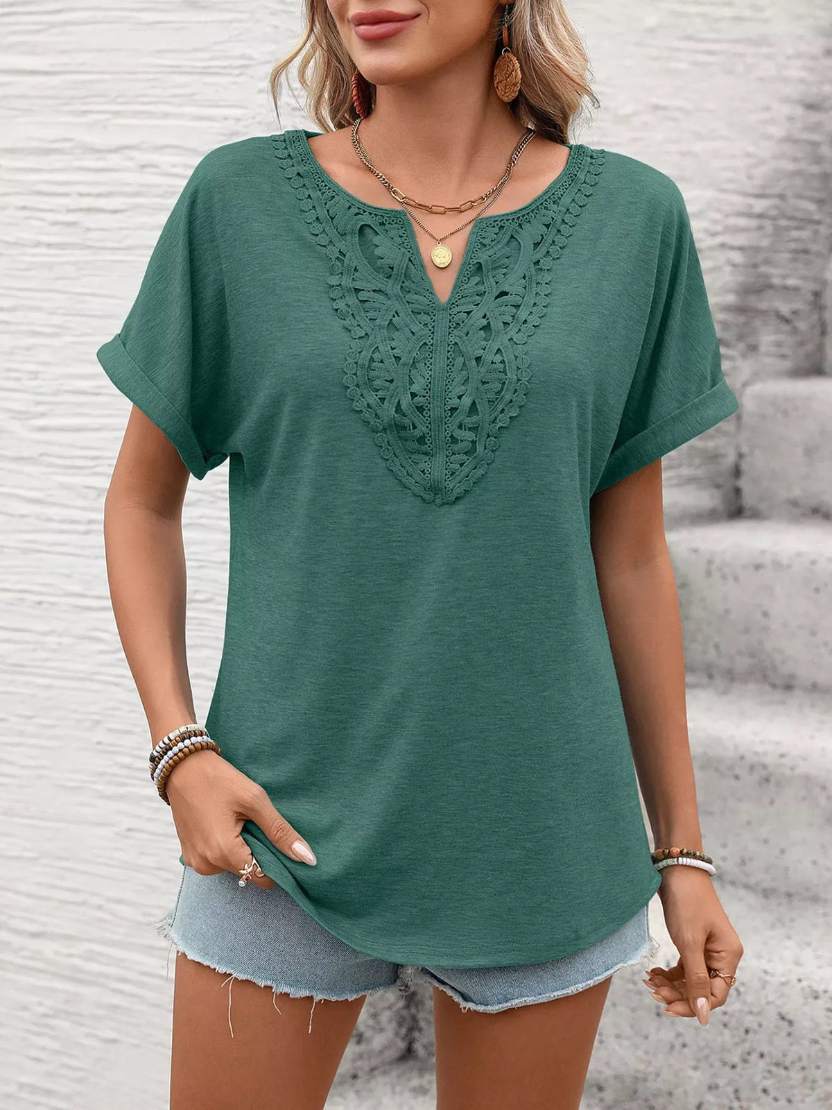 Lace Trim Short Sleeve T-Shirt product image 15