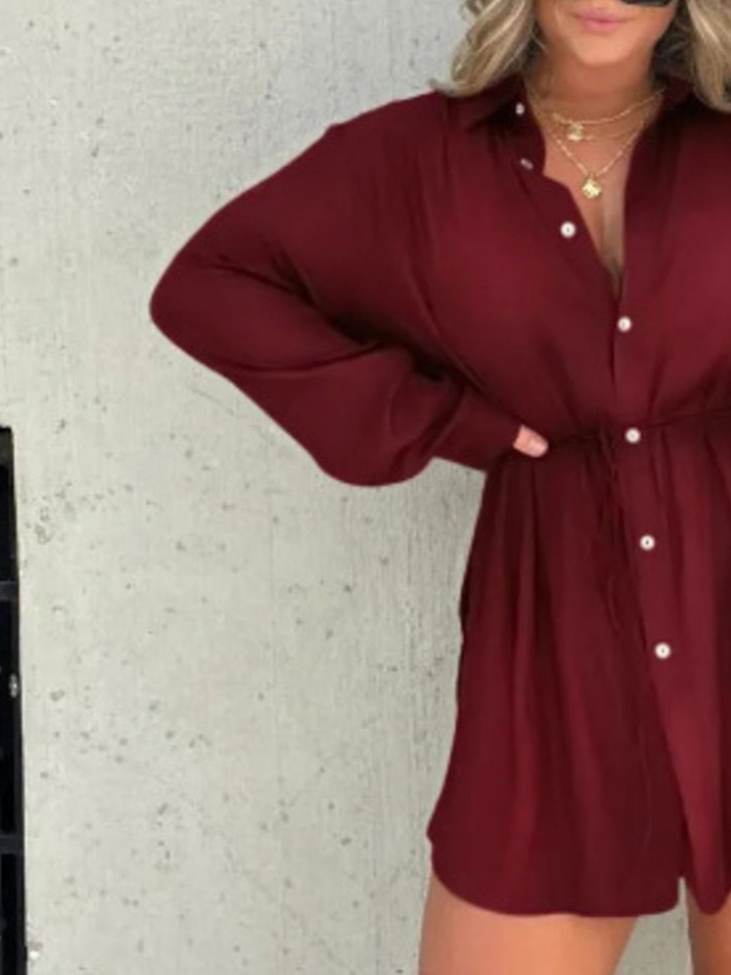 Full Size Button-Down Mini Shirt Dress product image 21